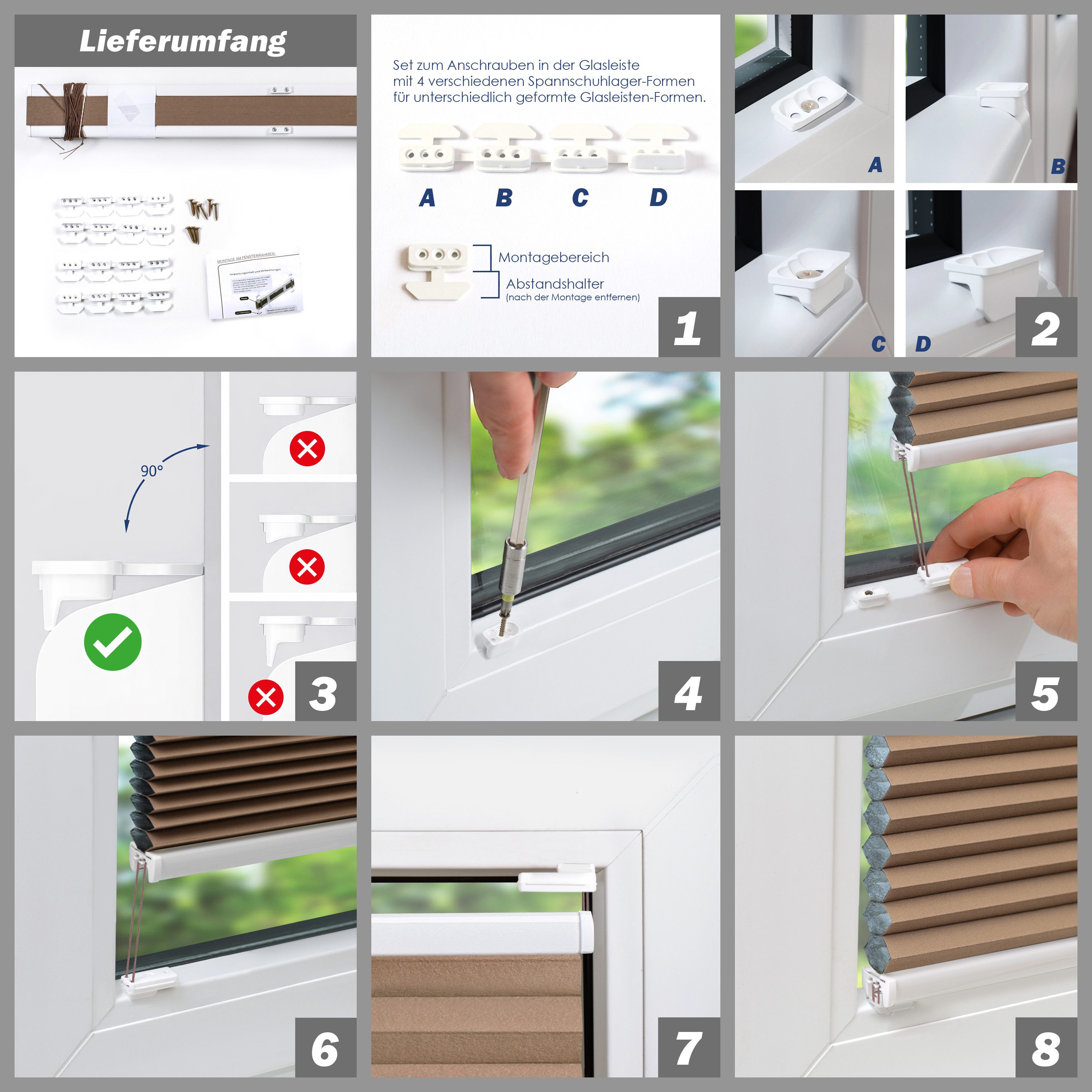 DomDeco Wabenplissee Thermo Plissee ohne Bohren - Hitzeschutz, Verdunkelung, verspannt, abdunkelnd, Klemmfix, stufenlos, kälteschutz, modernes Fensterplissee – Bild 5 von 5
