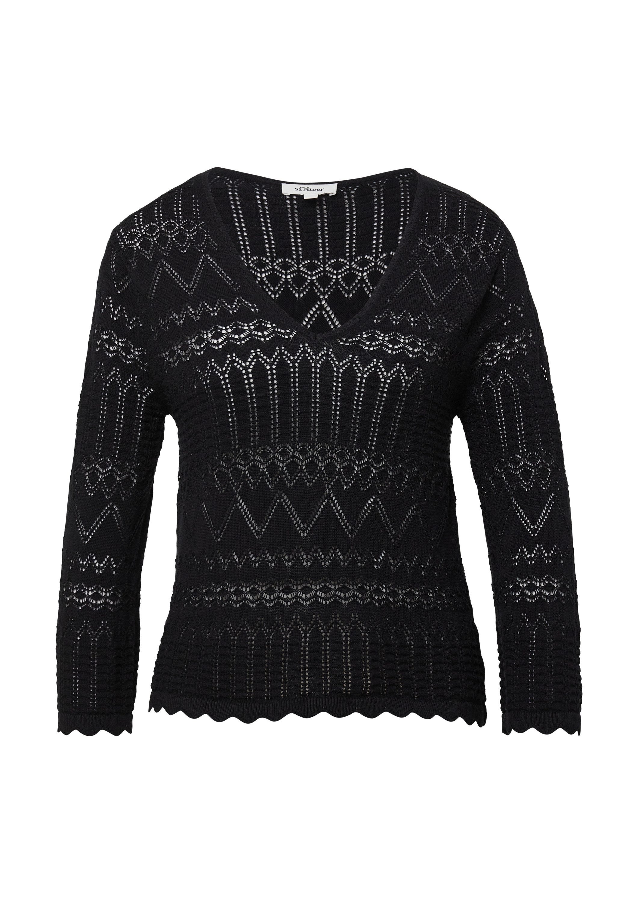 s.Oliver 3/4 Arm-Pullover Strickpullover Ajour-Strickpullover mit günstig online kaufen