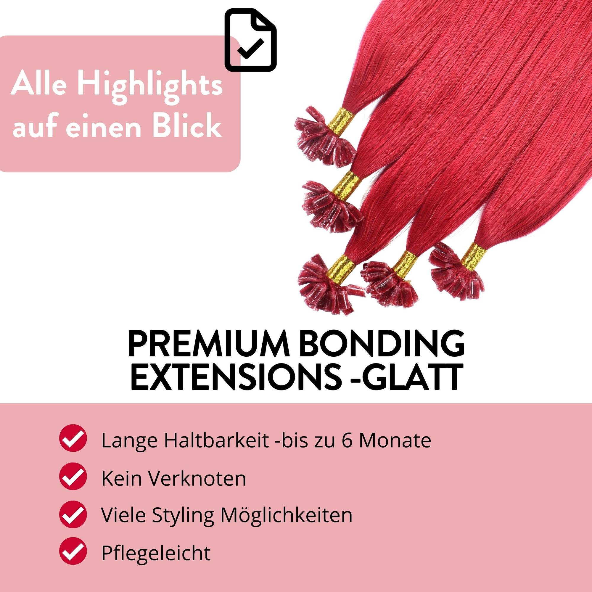 hair2heart Echthaar-Extension Premium Remy Bonding Extensions #0/44 Rot-Intensiv 40cm