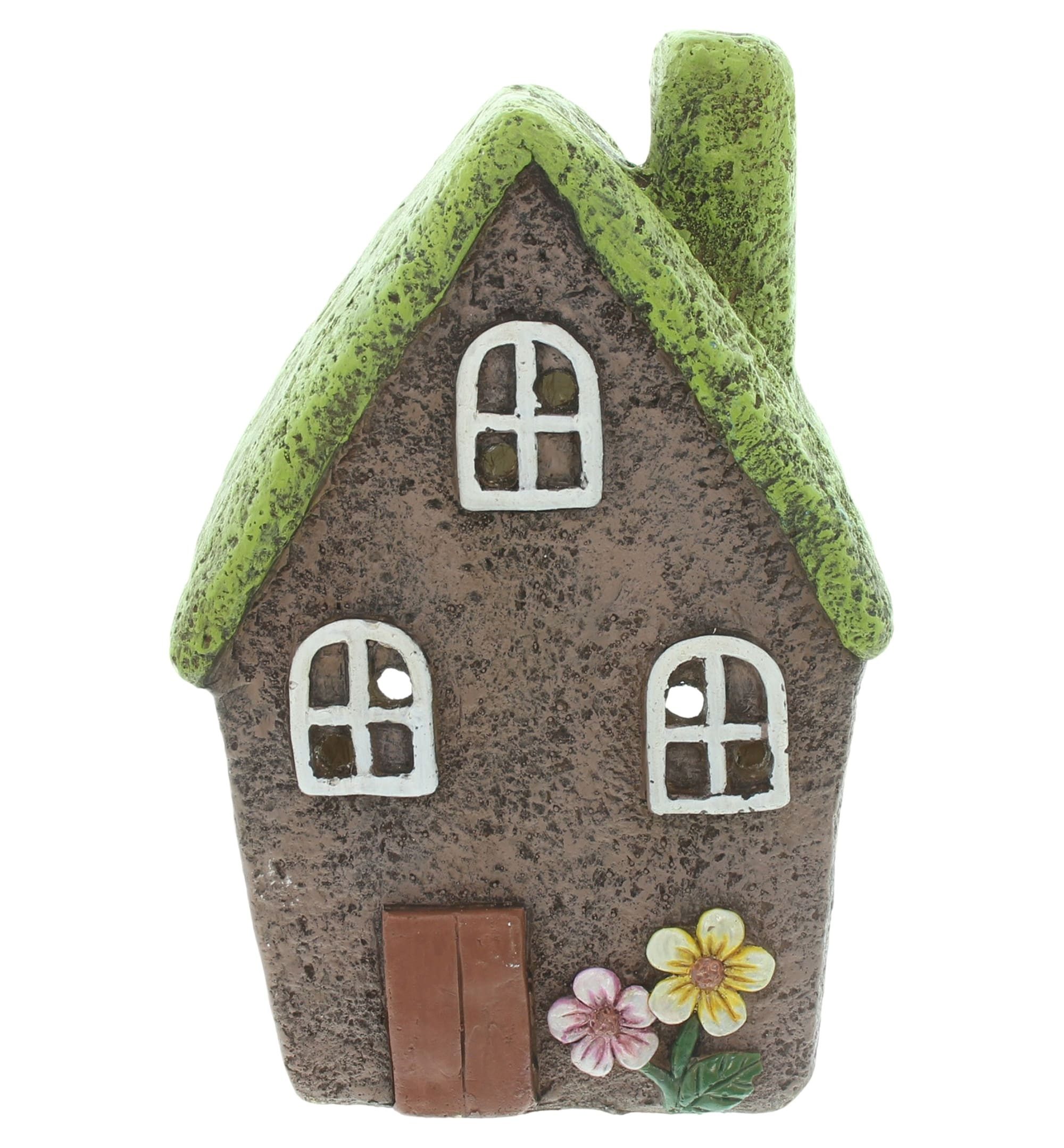 Dekoleidenschaft Windlicht "Blumenhäuschen" Magnesiumoxid Kerzenständer, Kerzenhalter Gartenfigur, Outdoor Garten-Deko