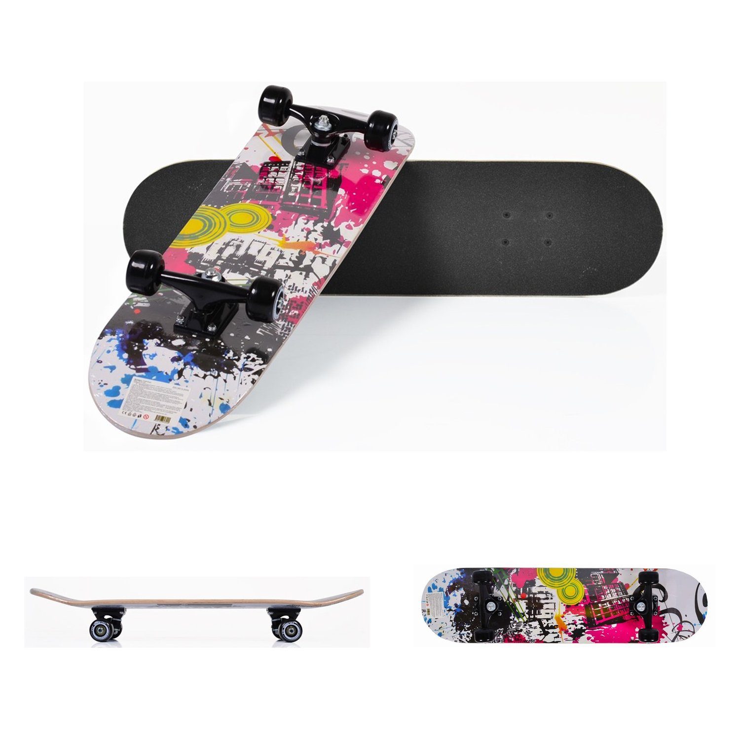 Moni Skateboard Kinder Skateboard Lux 3006, ABEC-5 Lager 85A-PU-Räder  Deckgröße 79 x 21 cm