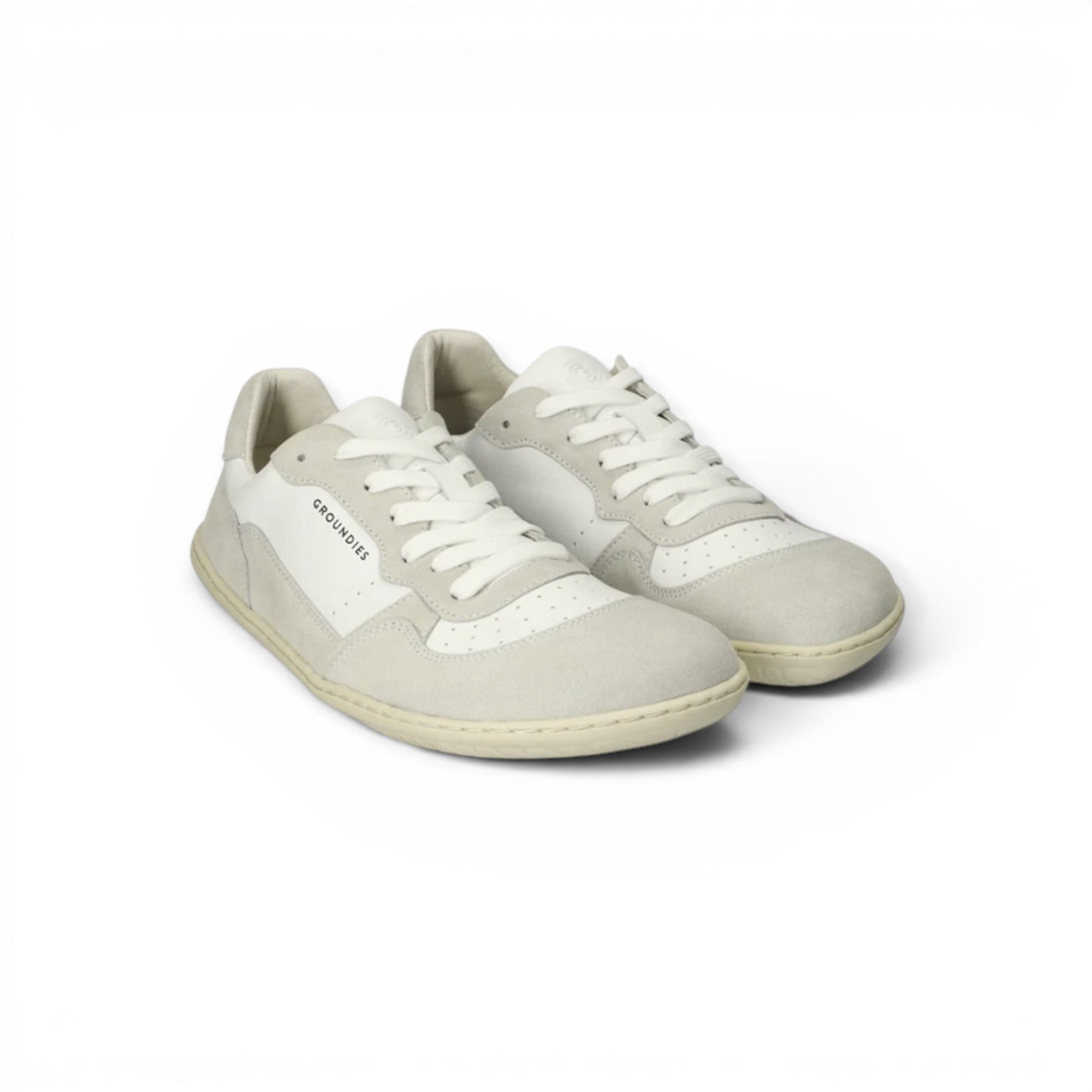 GROUNDIES Barfussschuhe Nova GO1+ (Zero Drop, Veloursleder) weiss/grau Damen Sneaker