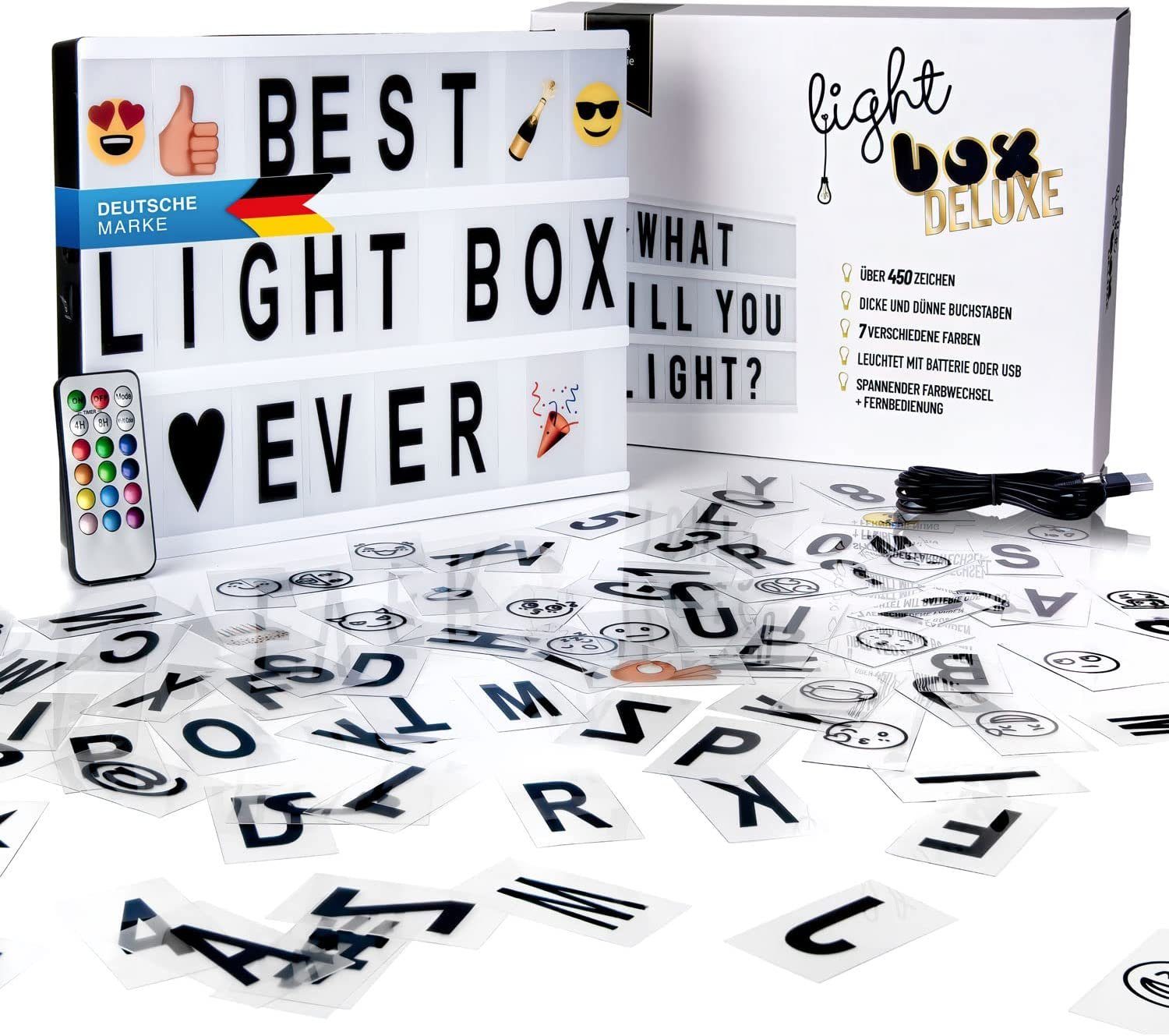 Lichtbox fest Leuchtkasten integriert, Goods+Gadgets Leuchtbox, LED LED Buchstaben Light-Box