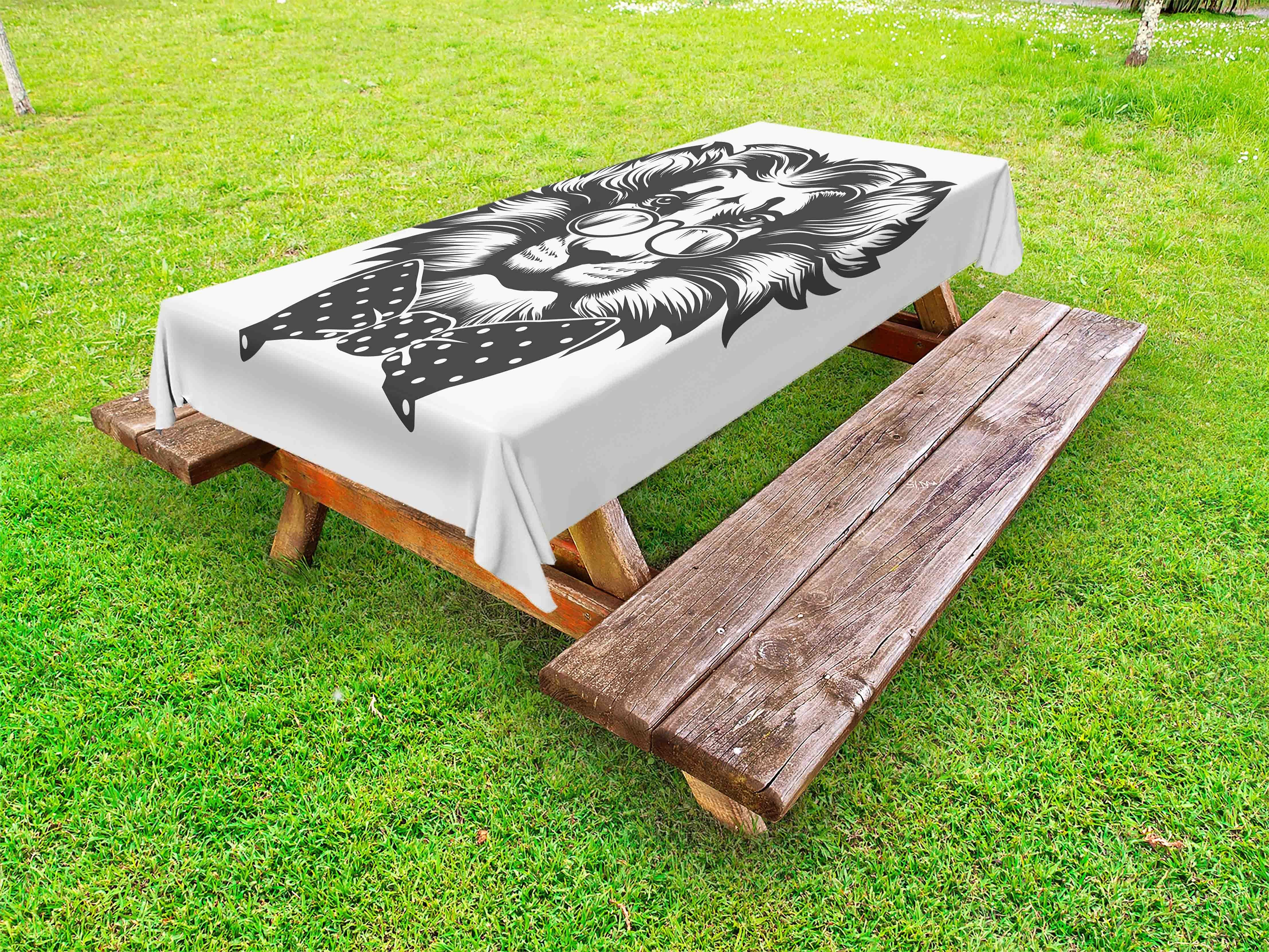 Abakuhaus Tischdecke dekorative waschbare Picknick-Tischdecke, Löwe Bold und Detail Lion Zeichnung