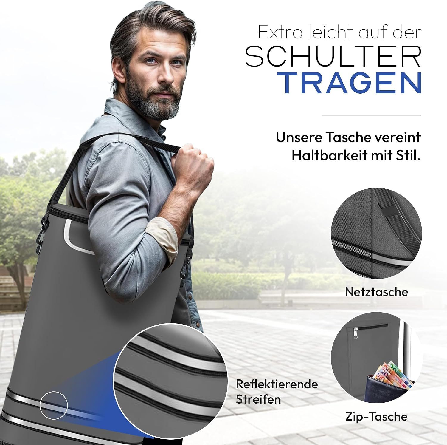 Dimono Einkaufstrolley Dimono 3-in-1 Einkaufstrolley mit Kühltasche – faltbar & praktisch, 56 l, Klappbarer Transportwagen – Bild 3 von 5