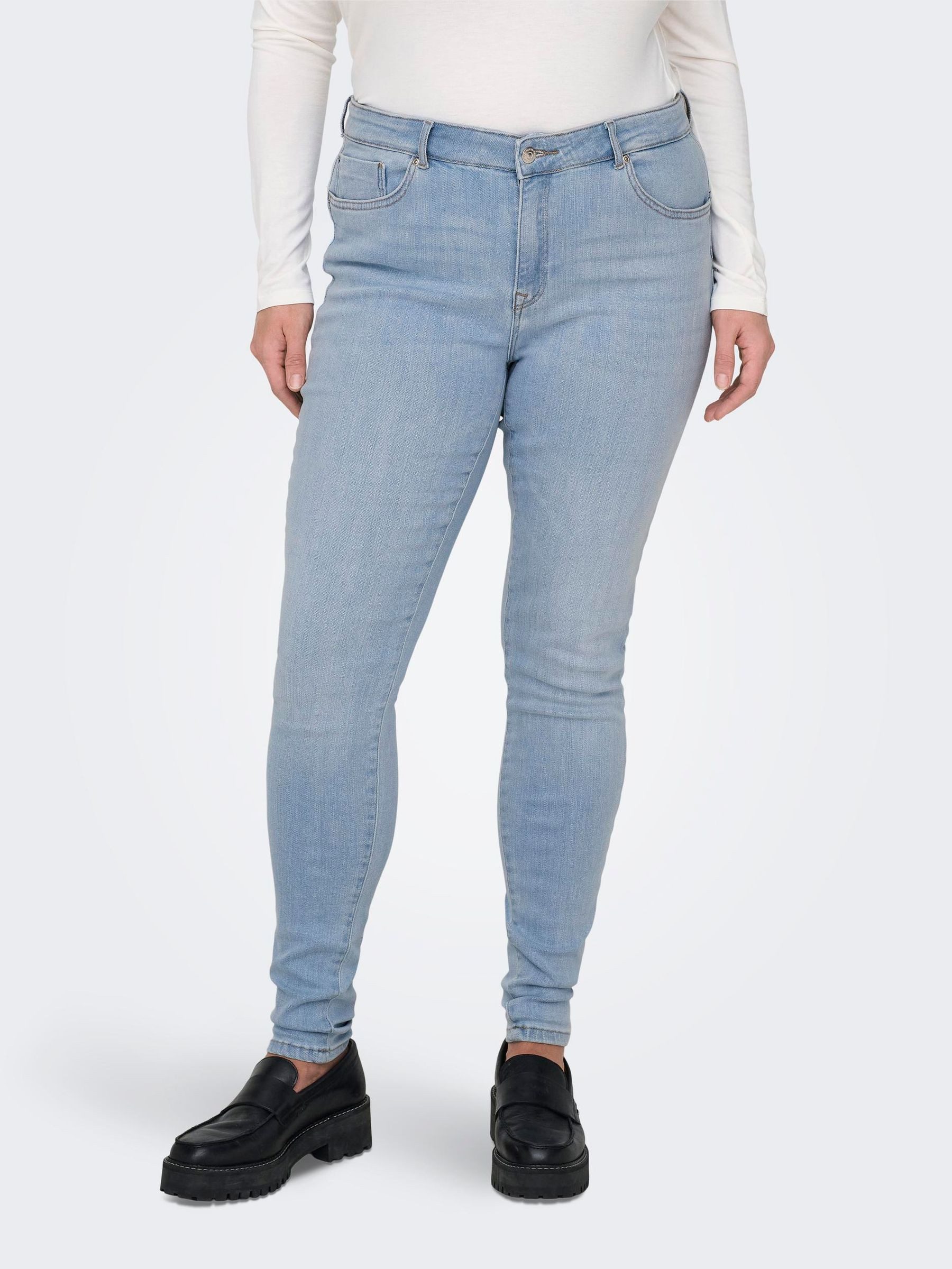 ONLY CARMAKOMA Slim-fit-Jeans Push Up Skinny Jeans Curvy Denim Plus Size Stretch Pants für Bio-Baumwolle nachhaltig Skinny fit unifarben elastisch