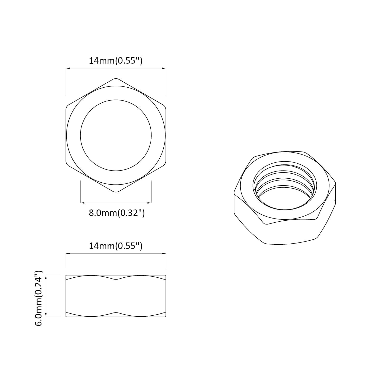 vidaXL Muttern Sechskantmuttern 12 pcs Silber M8 Eisen, (12-St)