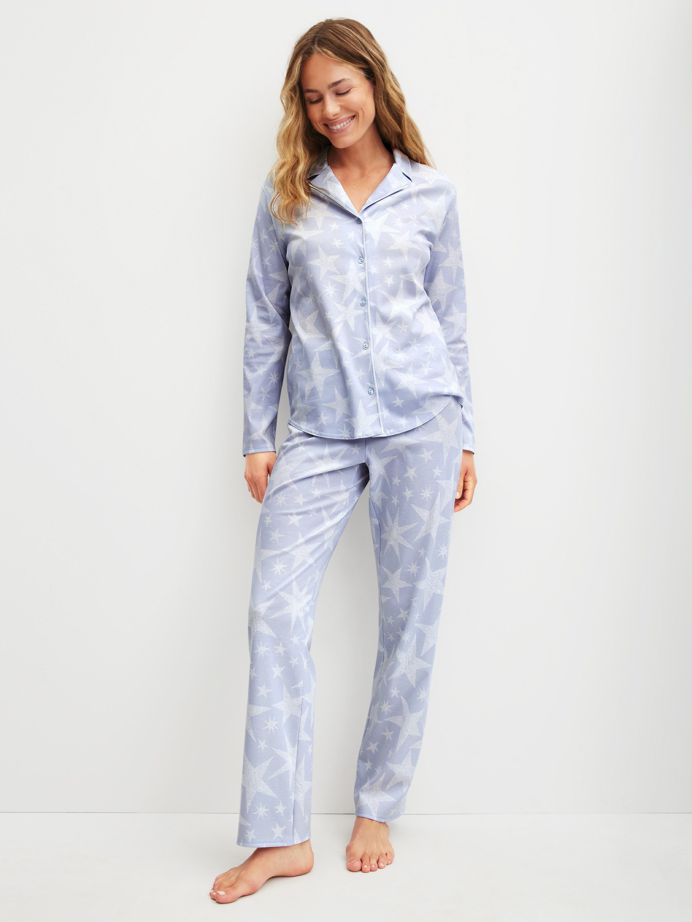 CALIDA Pyjama Winter Dreams Damen (2 tlg) mit Knöpfen, 100% Baumwolle Interlock Qualität, weich, hautfreundlich