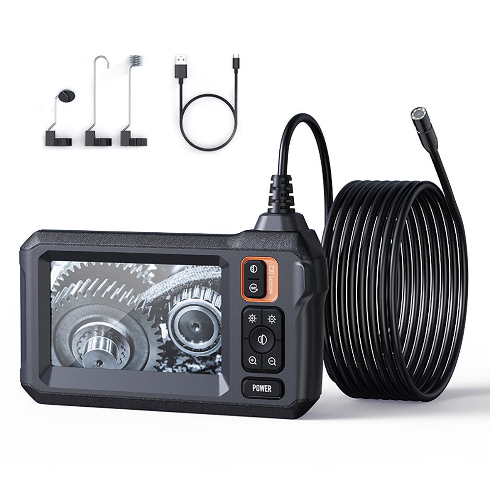 Tekoo Endoskop Inspektionskamera mit 4,3" IPS Display, 1080P HD, 5m Kabel Inspektionskamera (Full HD, inkl. 5m Kabel, Haken, Magnet, Spiegel, USB-C Ladekabel, Wasserdicht IP67, 8 einstellbare LEDs, Objektiv 2,7 cm, Plug & Play)