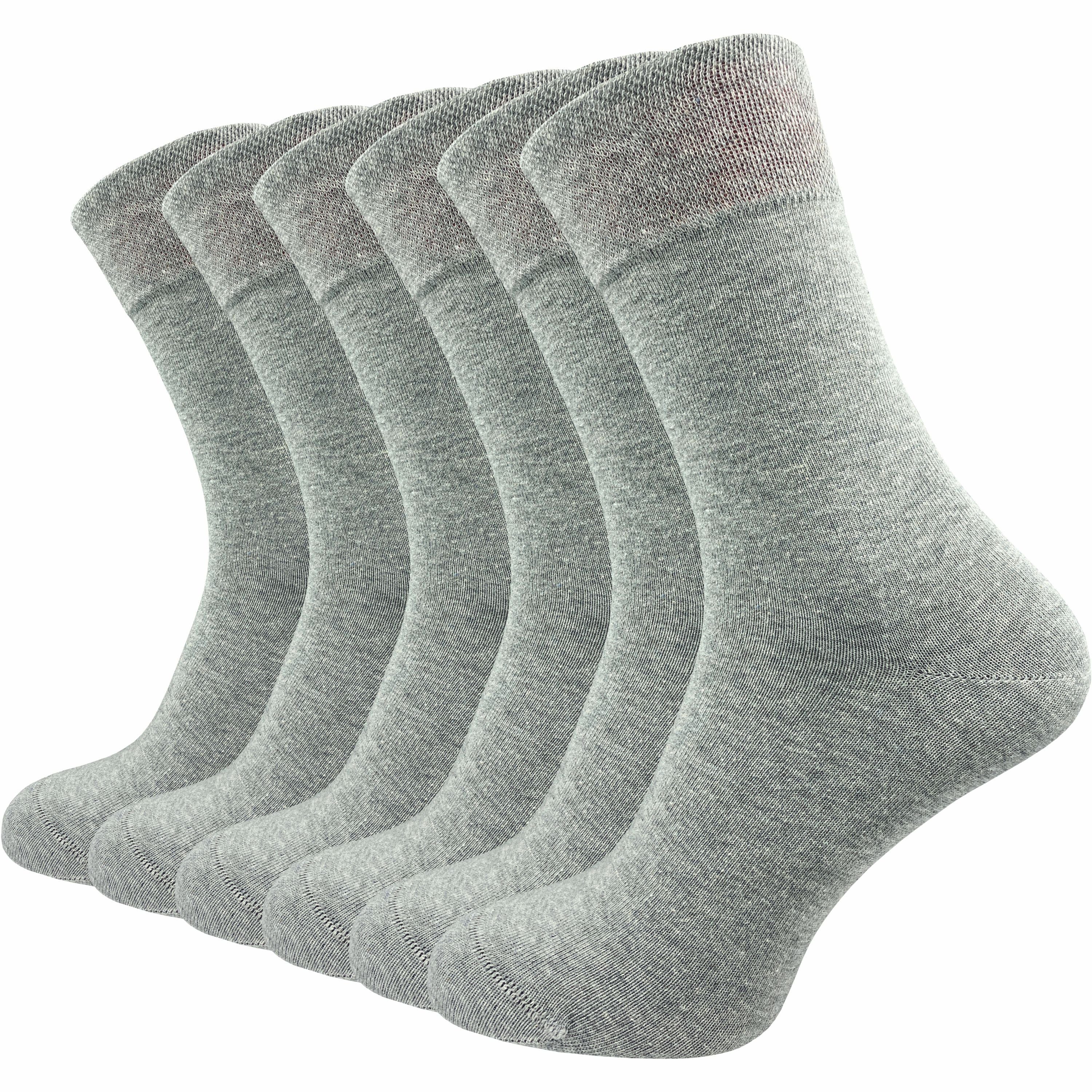 GAWILO Socken für Damen & Herren - Premium Komfortbund ohne drückende Naht (6 Paar) schwarz, grau & blau - aus hochwertiger, doppelt gekämmter Baumwolle hellgrau