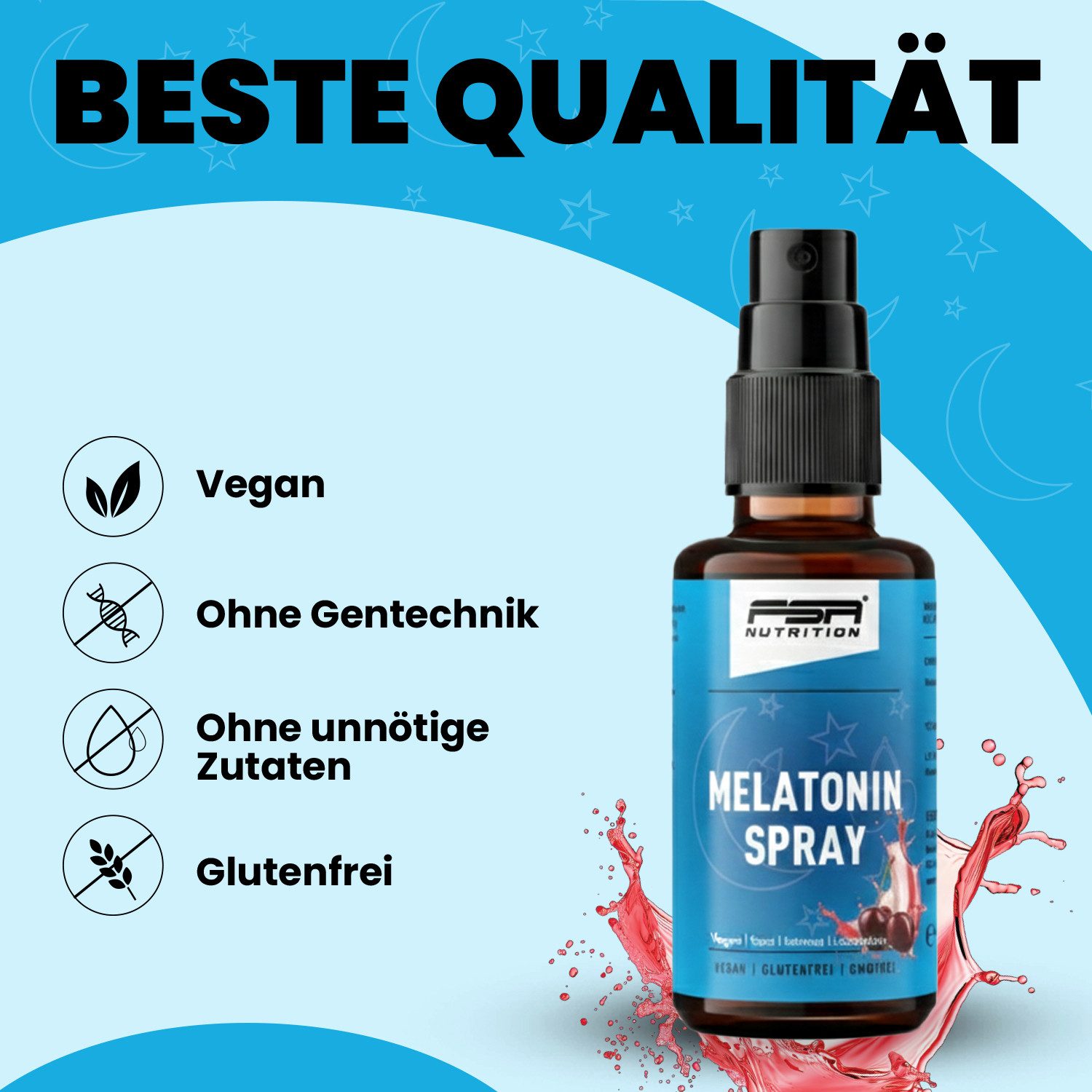 FSA NUTRITION Melatonin Einschlafspray 1 mg auf Wasserbasis & ohne Alkohol Kirsche Spray, 30 ml