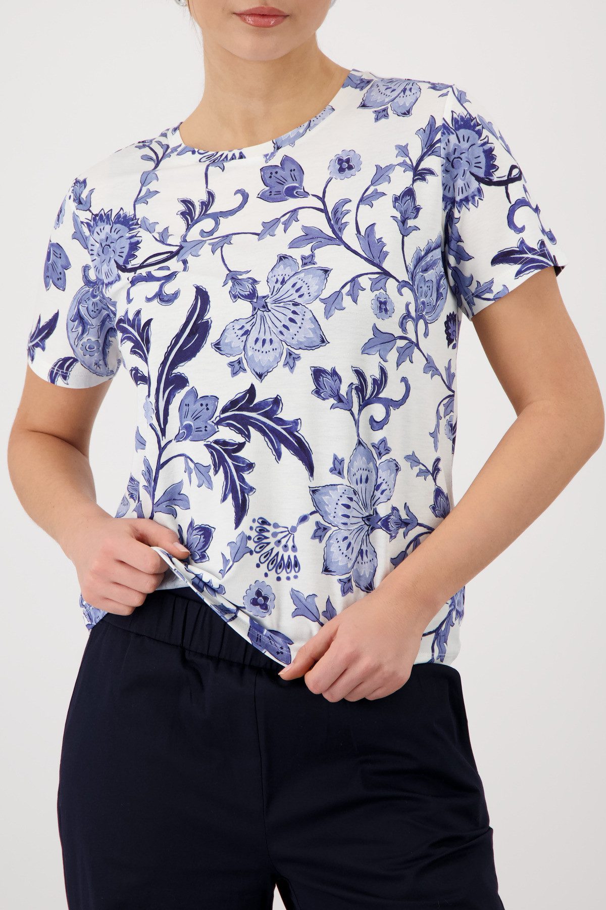 Monari Rundhalsshirt mit Blumendruck