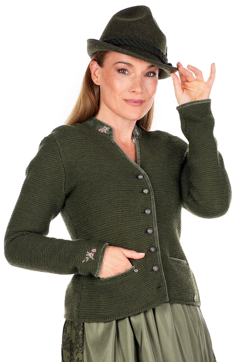 Spieth & Wensky Trachtenstrickjacke Trachten Strickjacke - MALTA - moos günstig online kaufen