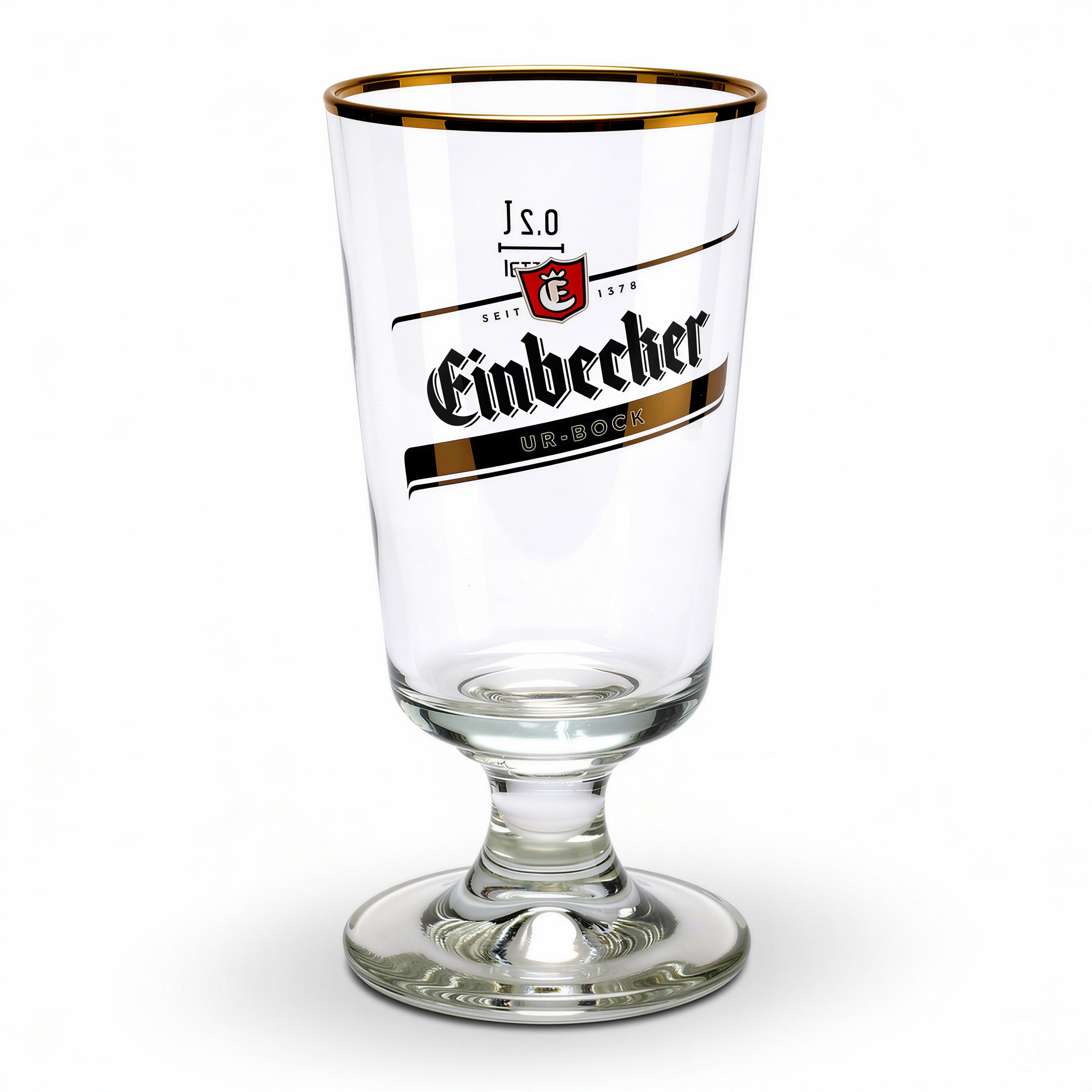 rastal Bierglas Einbecker Ur‑Bock Pokal 0,2 l–hochwertiges Bierglas mit edlem Goldrand, 6-tlg.