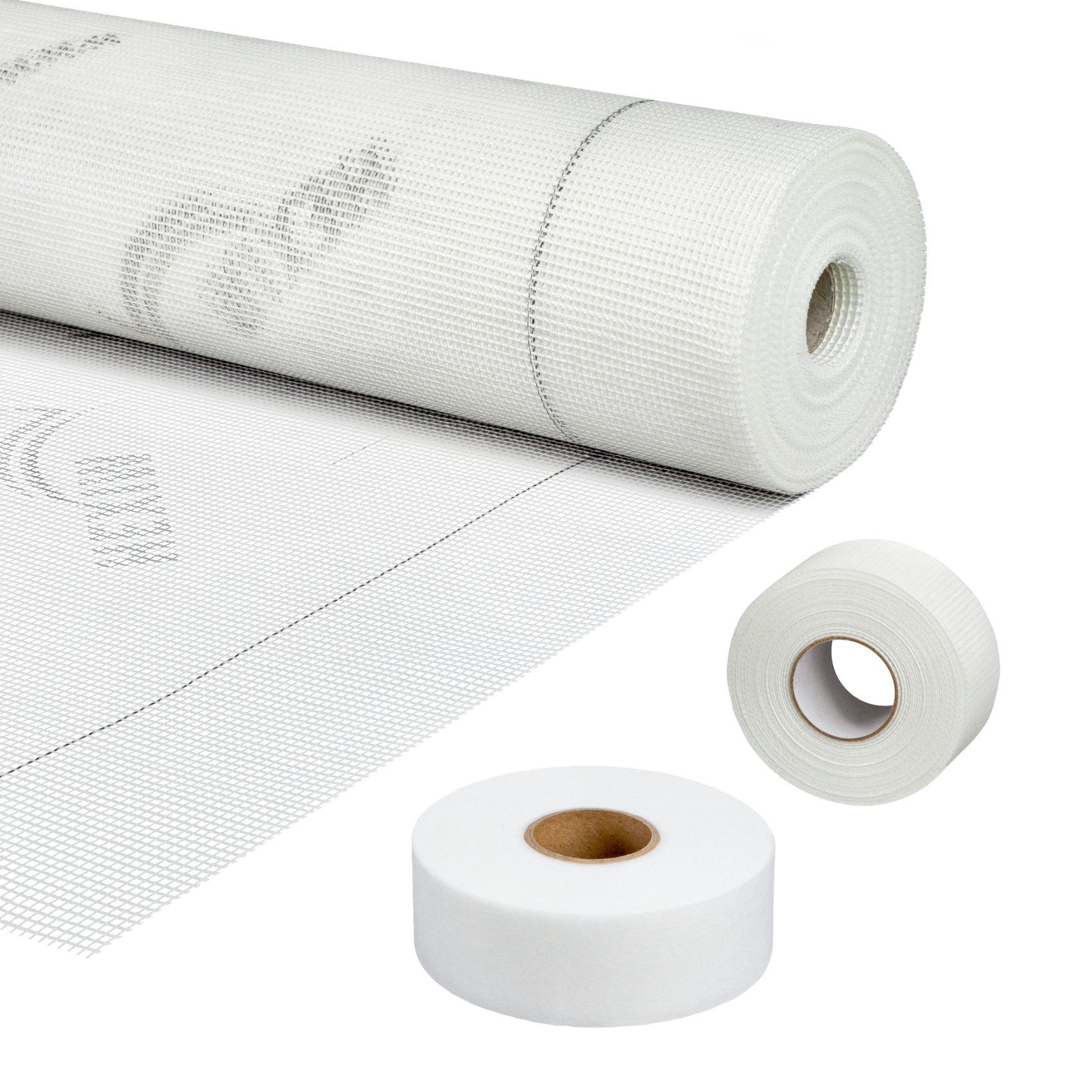 Hexim Glasfasergewebe, (Trockenbau, 50m Armierungsgewebe 160g/m², selbstklebendes Gewebeband 50mm, Fugendeckstreifen 50mm - Verfugen von Gipskarton (Selbstklebendes Gewebeband 50mm x 50m - 1 Rolle)