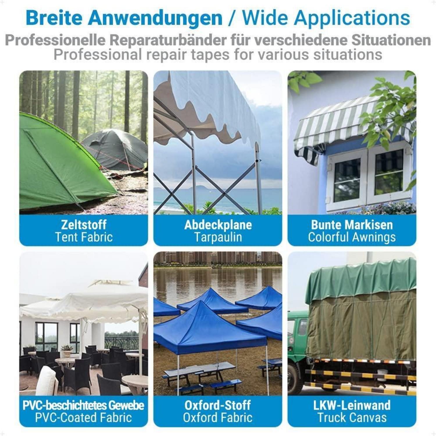 LuxusKollektion Klebeband Reparaturklebeband für Gewebeplanen Zelt 5CM X 5M Transparent PET