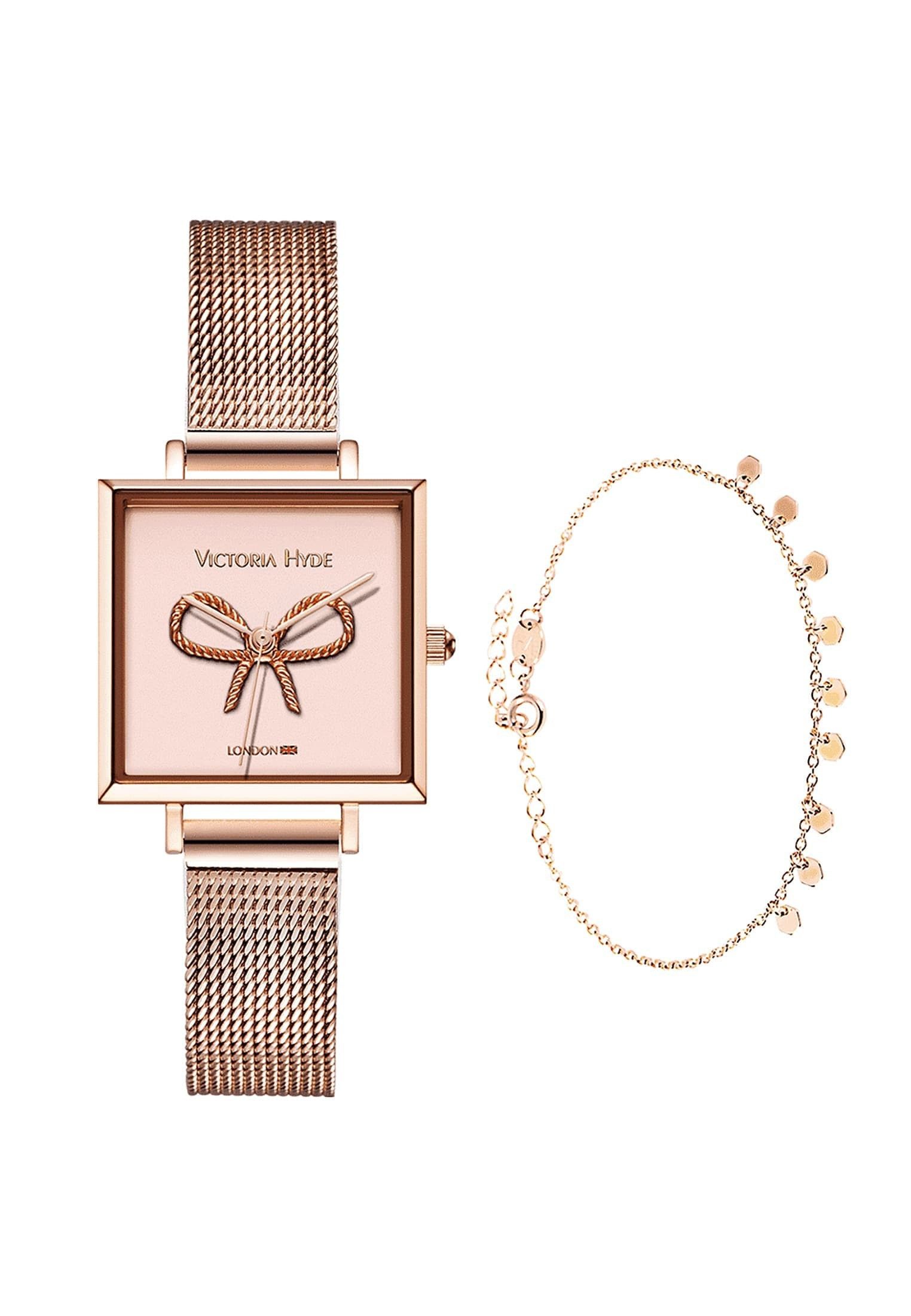 VICTORIA HYDE Quarzuhr "Maide Vale Bow Edged" - Geschenkset - Damenuhr + Armband 1-tlg., mit Schmuckarmband mehr