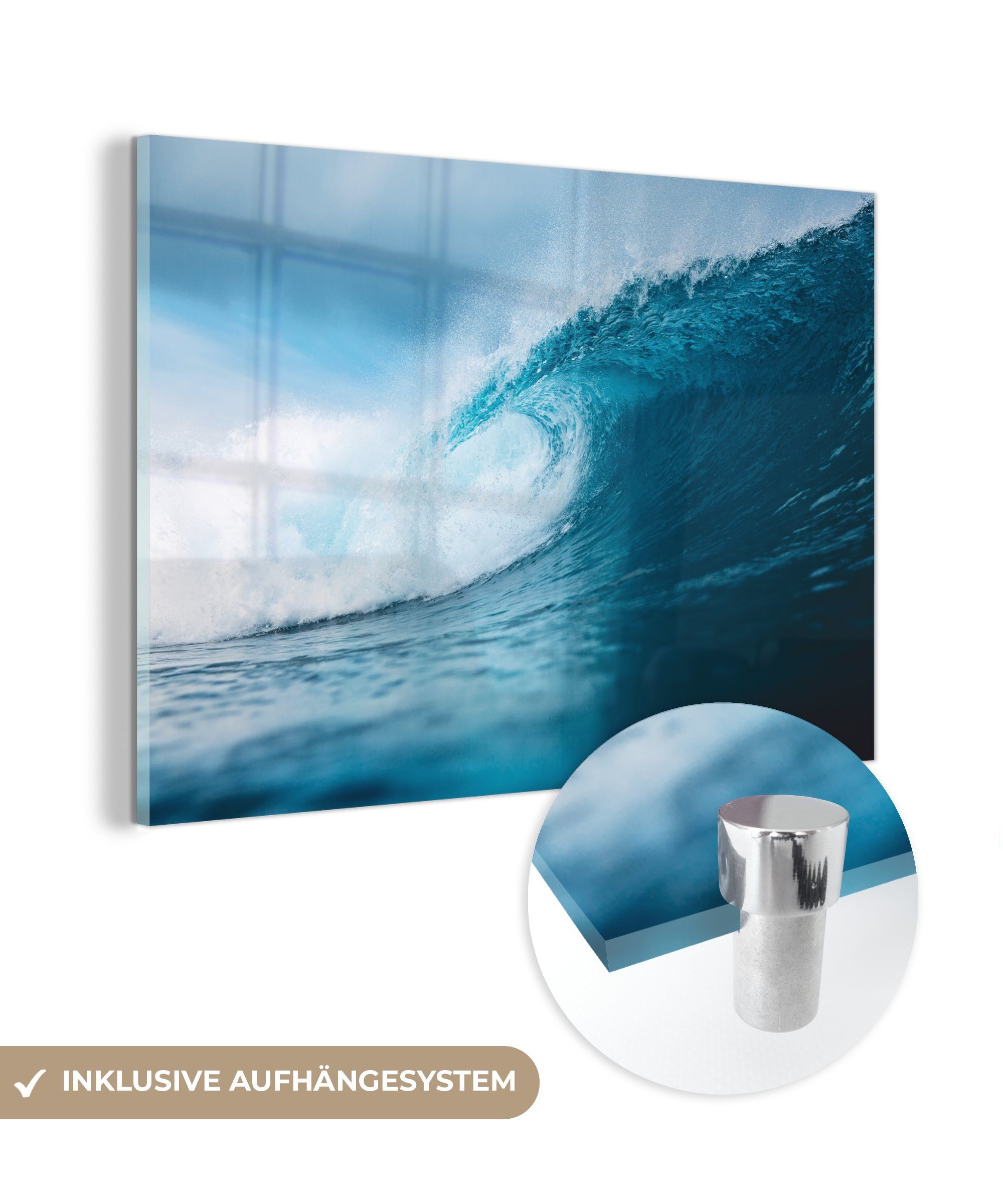 Bilder - Wandbild - Glas MuchoWow auf Glasbilder - auf Wanddekoration Foto (1 - Glas Surfen, Meer - Acrylglasbild St), Golf