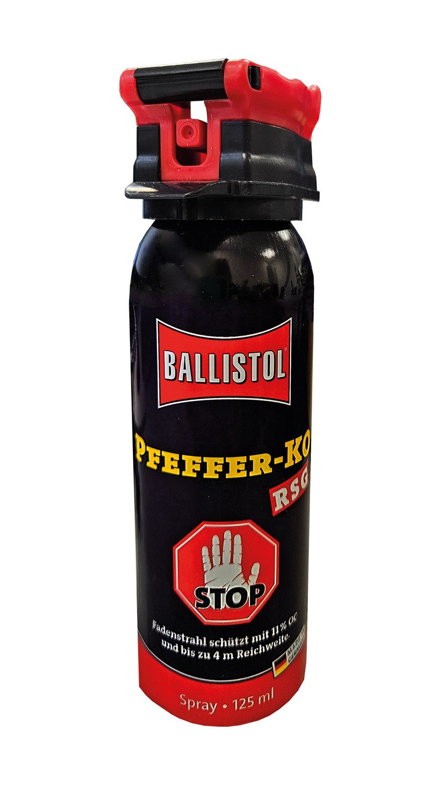 Ballistol Marderspray BALLISTOL Pfeffer-KO Spray RSG, 125ml, Tierabwehrspray, Reichweite bis ca. 4 Meter – Präziser Fadenstrahl, Pfeffer-KO Spray zur Abwehr von aggressiven Hunden oder Wildtieren