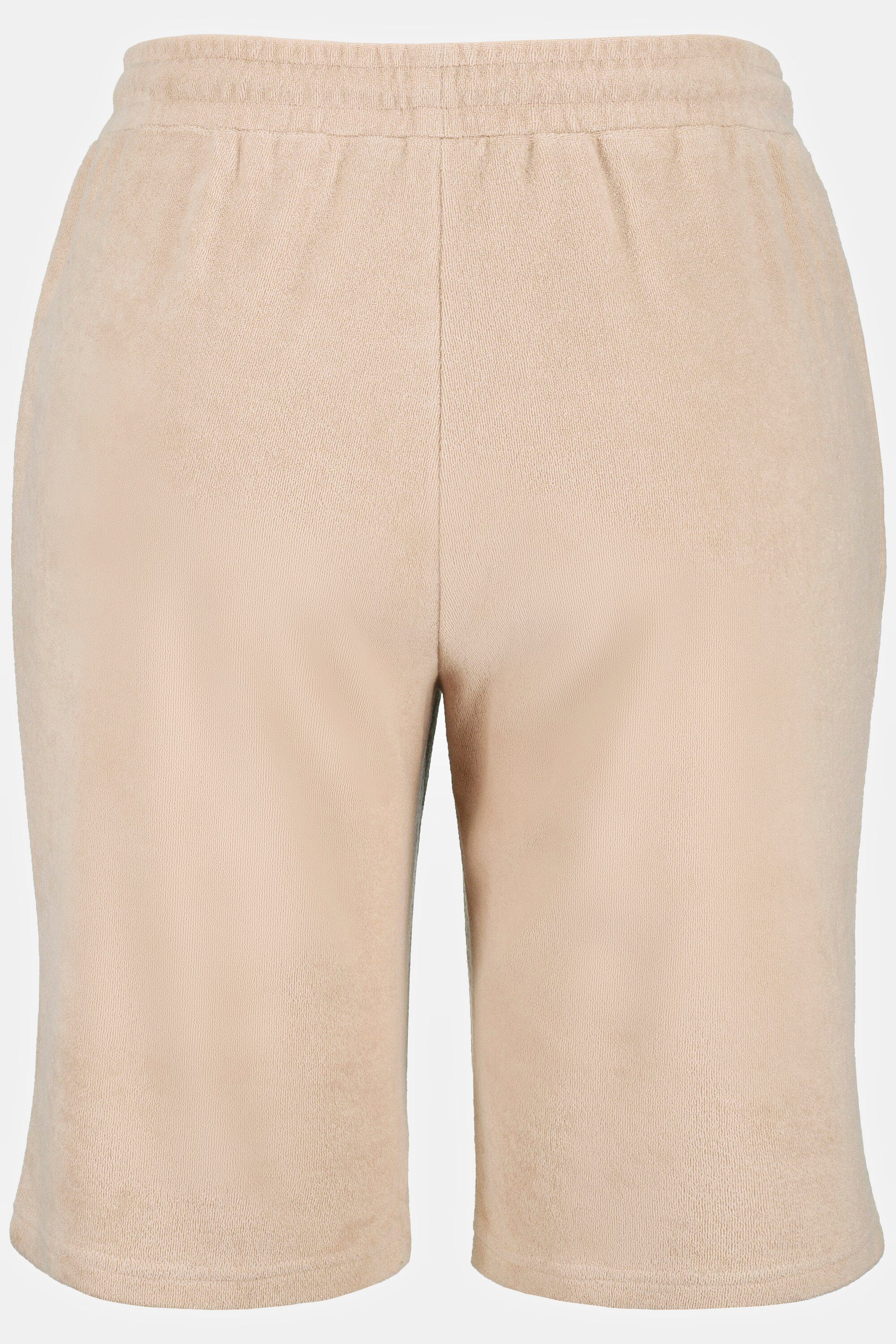 Sweathose Elastikbund Popken Bein beige Frottee weicher Ulla schmales Shorts