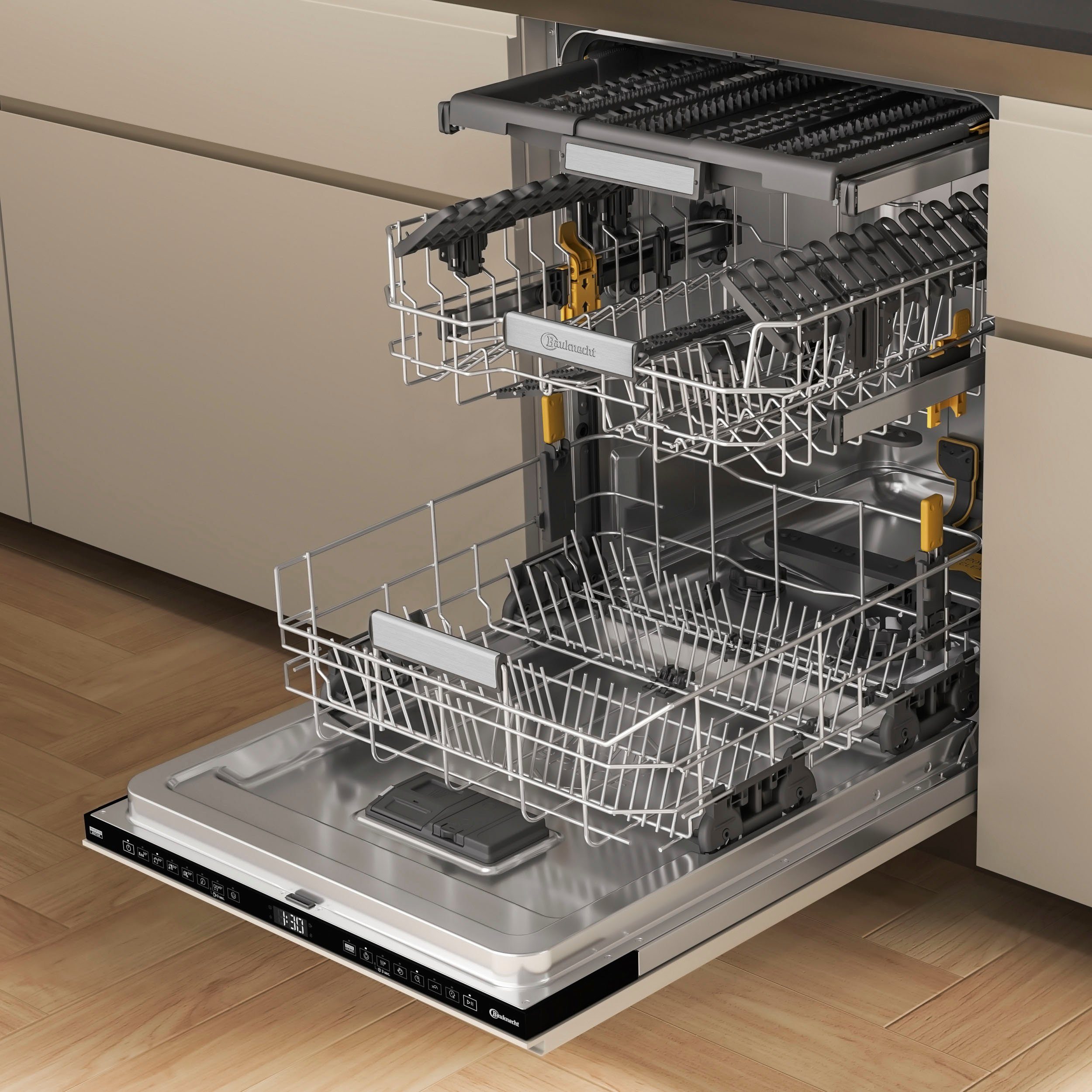 BAUKNECHT vollintegrierbarer Geschirrspüler B7I HF60 TUC, 15 Maßgedecke, MaxiSpace – bietet Platz für große Pizzateller mit 32 cm Durchmesser – Bild 4 von 5