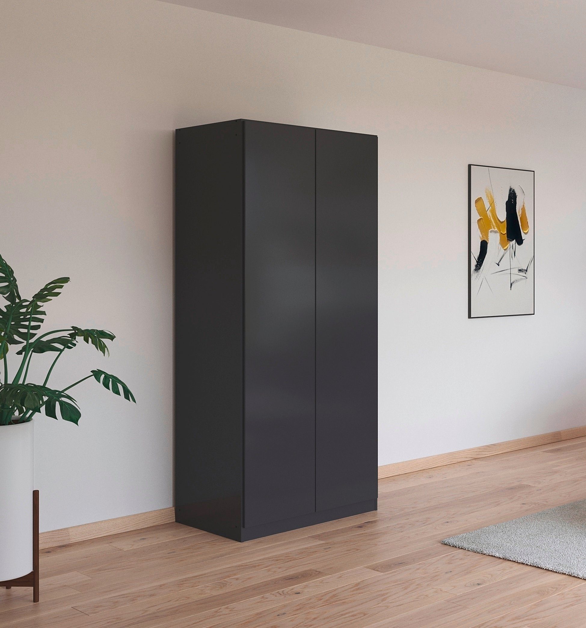rauch Drehtürenschrank Kleiderschrank Schrank Garderobe Wäscheschrank COSTA Breite 91 cm (in 3 Ausstattungen BASIC/CLASSIC/PREMIUM) mit griffloser Front und Push-to-Open Funktion MADE IN GERMANY