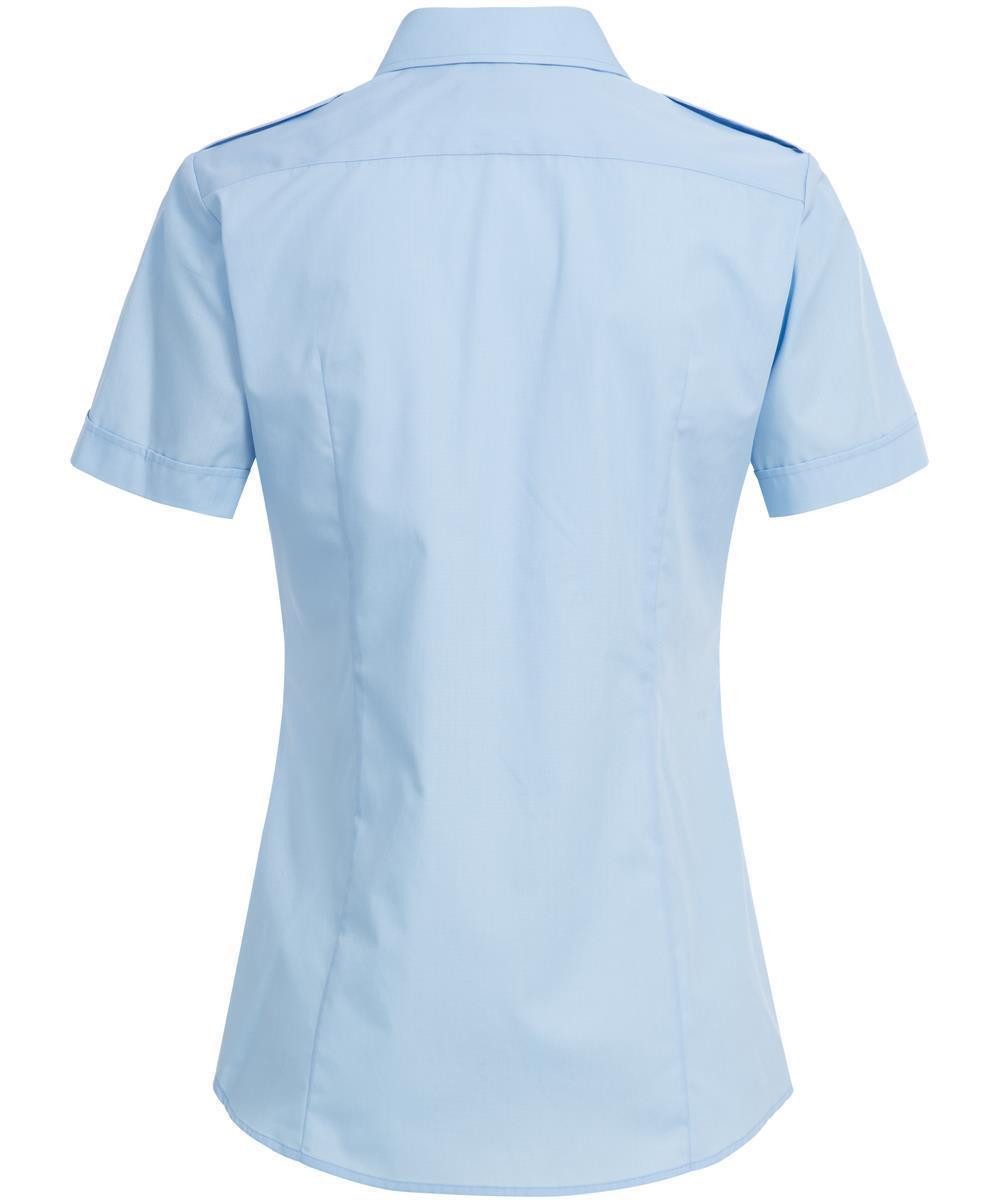 GREIFF Kurzarmbluse Greiff SIMPLE Damen Pilotbluse Kurzarm New-Kent Regular Hellblau