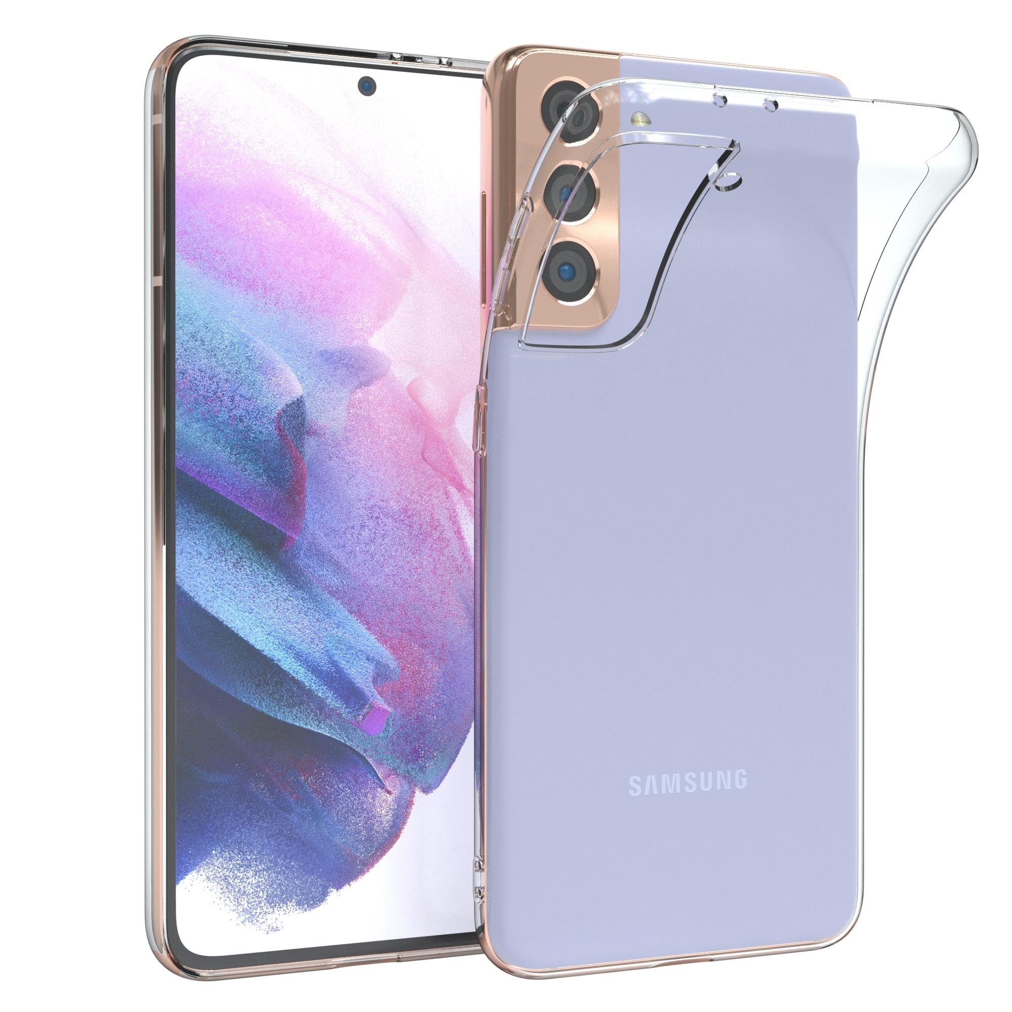 EAZY CASE Handyhülle Slimcover Clear für Samsung Galaxy S21 5G 6,2 Zoll, durchsichtige Hülle Ultra Dünn Silikon Backcover TPU Telefonhülle Klar