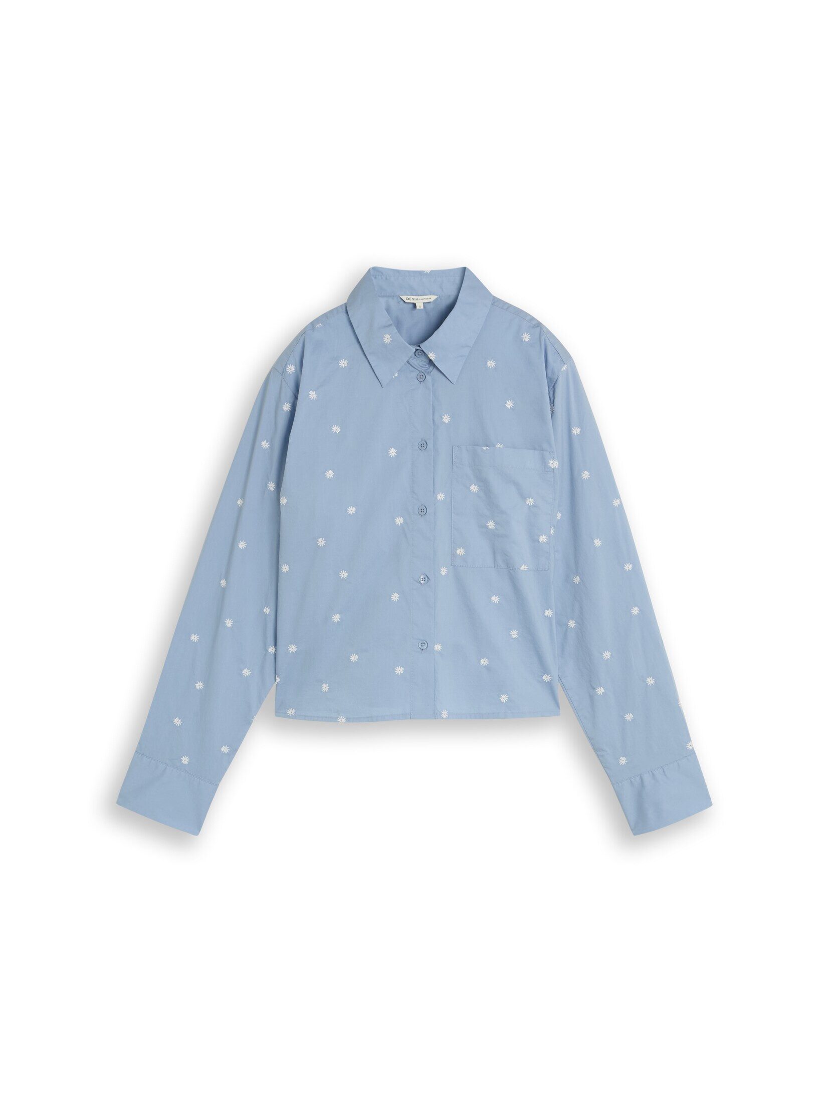 TOM TAILOR Denim Langarmbluse Blusen & Shirts Boxy Fit Hemdbluse mit Stickereien