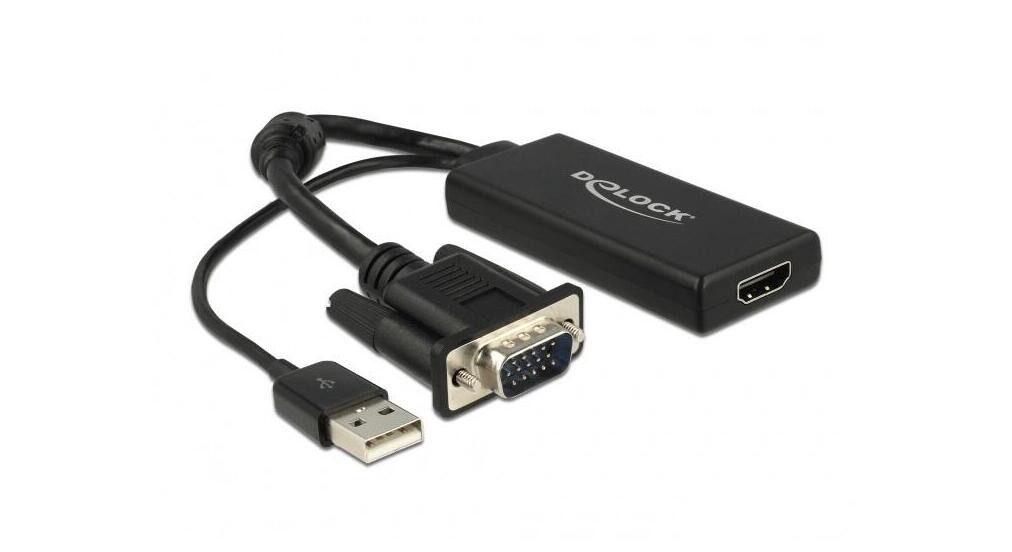 Modem DeLOCK VGA zu HDMI Adapter mit Audio schwarz