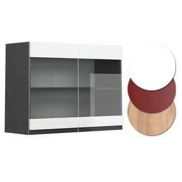 Vicco Glashängeschrank Hängeschrank J-Shape 80 cm Anthrazit/Weiß