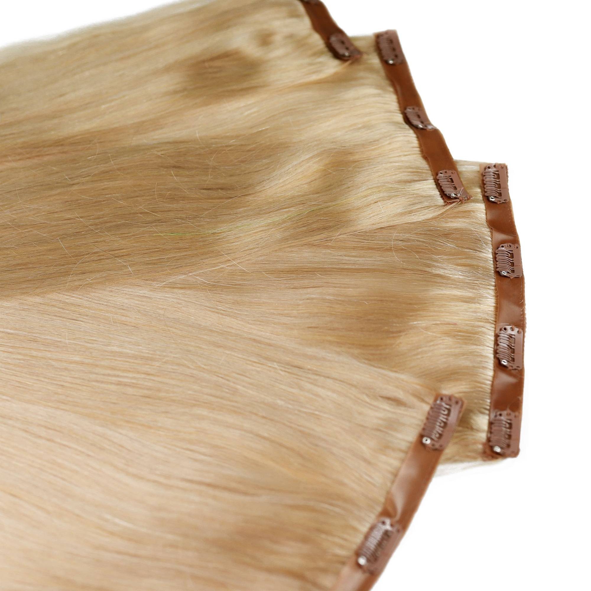 Volumen 30cm #9/31 Echthaar-Extension hair2heart Lichtblond Gold-Asch Clip Extensions