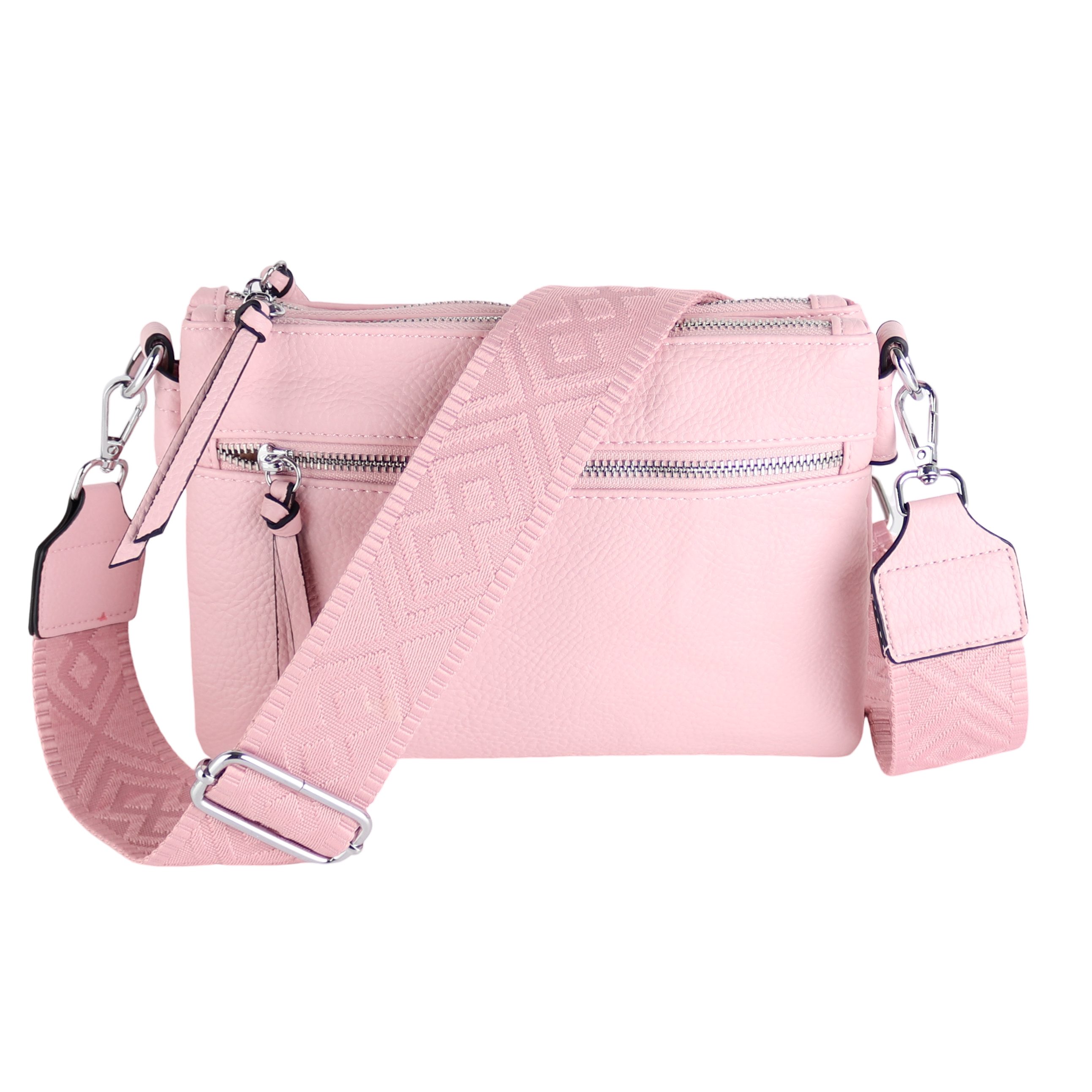 MIRROSI Umhängetasche Damen, Veganleder Crossbody Tasche Bag, Schultertasche (Extra dünnes Design mit einem 5 cm breiten Tragegurt, 24,5x17x3cm (BXHXT), gemusterten & verstellbaren Schulterriemen