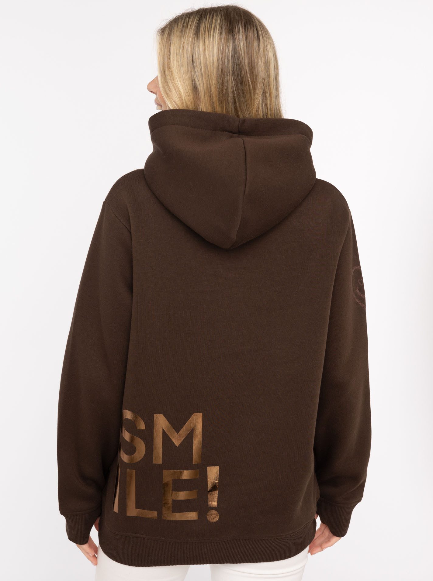 Zwillingsherz Hoodie "Alissa Shiny" glänzender Print, Daumenloch, Kordel, g günstig online kaufen