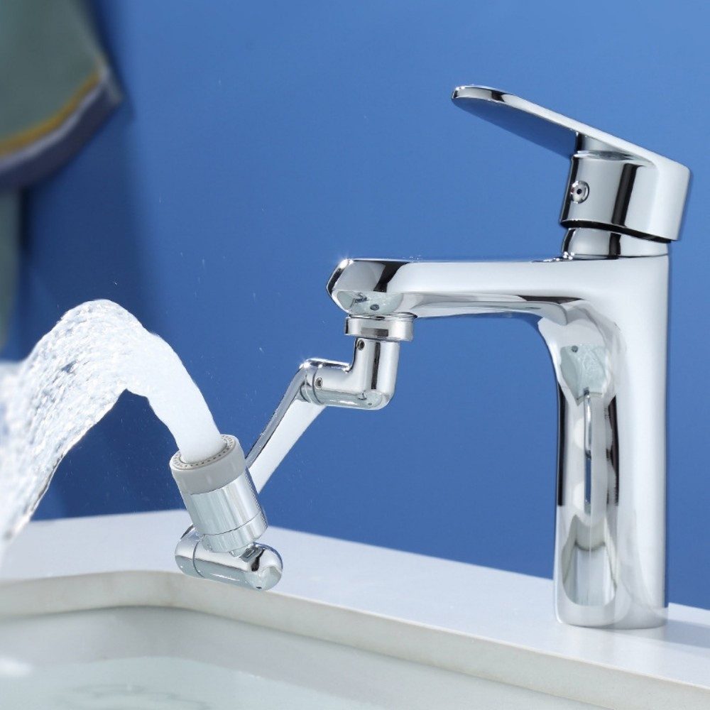 POPOLIC Waschtischarmatur Wasserhahn verlängerung, 1440° drehbarer Luftsprudler, 2 Sprühfunktion spritzwassergeschützt, drehbarer und ausziehbarer Roboterarm – Bild 2 von 5