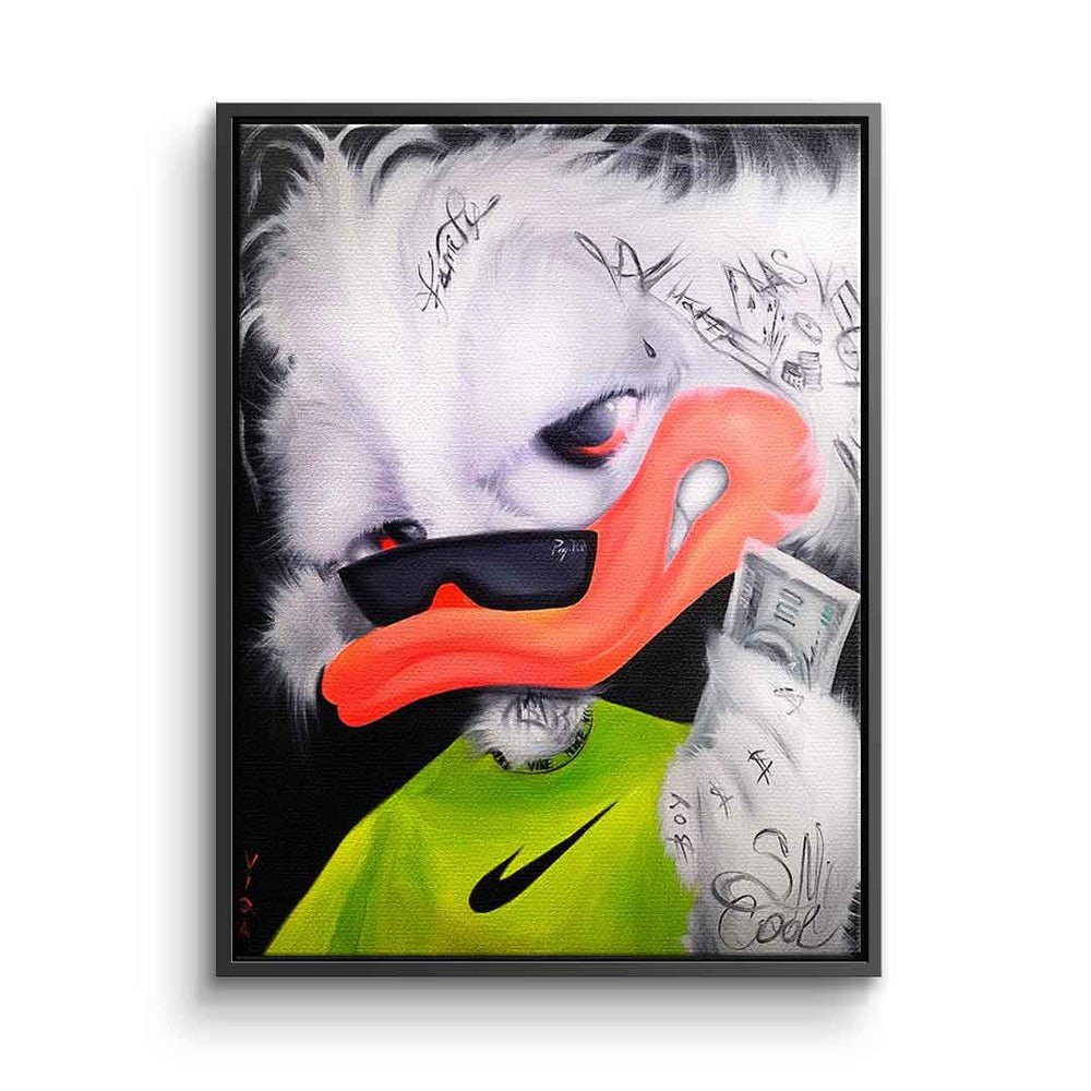 DOTCOMCANVAS® Leinwandbild Poser Duck, Leinwandbild Poser Duck Comic Cartoon Ente schwarz weiß
