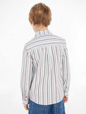 Tommy Hilfiger Langarmhemd SPLIT GLOBAL STRIPE SHIRT mit modischer Label-Stickerei