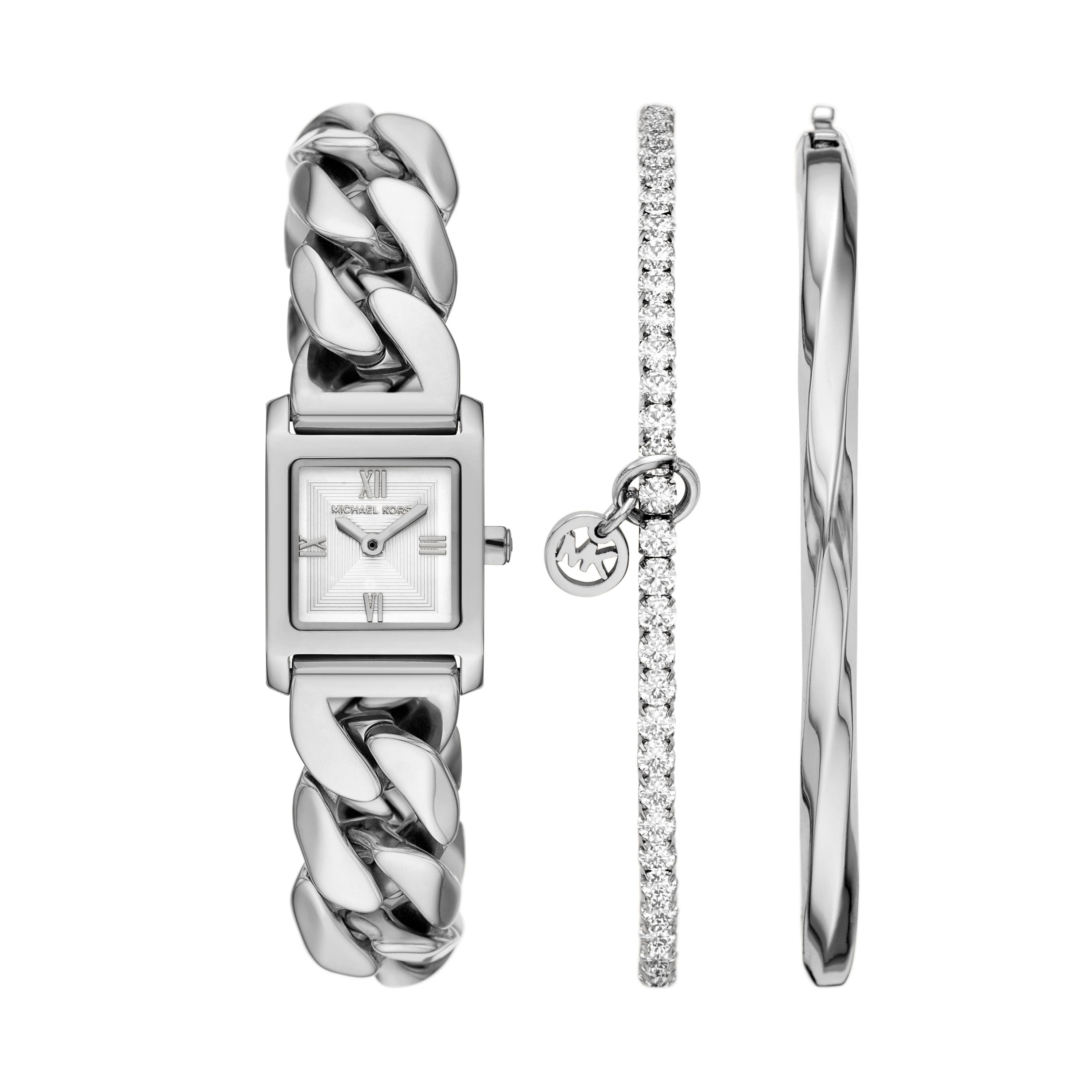 MICHAEL KORS Quarzuhr Georgie MK7657SET, (Set, 3-tlg., Uhr mit zwei Armbänder), Armbanduhr, Edelstahlarmband, Ideal auch als Geschenk, analog