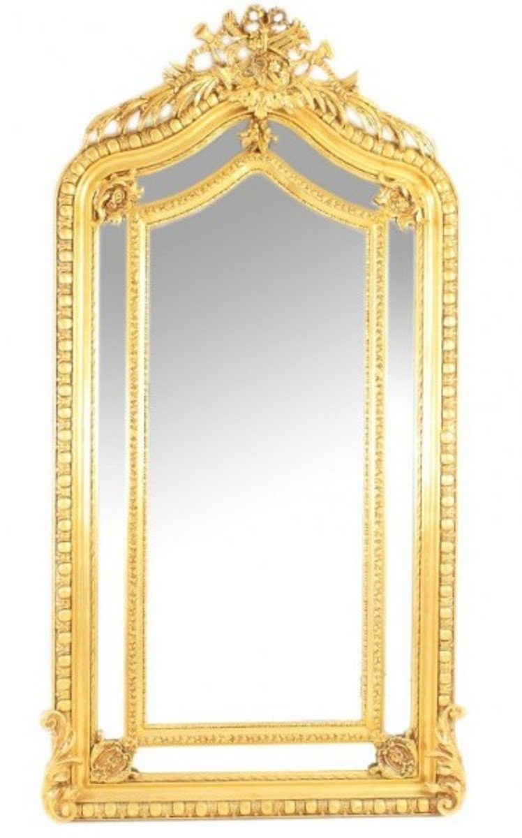 Casa Padrino Barockspiegel Riesiger Luxus Barock Wandspiegel Gold 210 x 115 cm - Massiv und Schwer - Goldener Spiegel