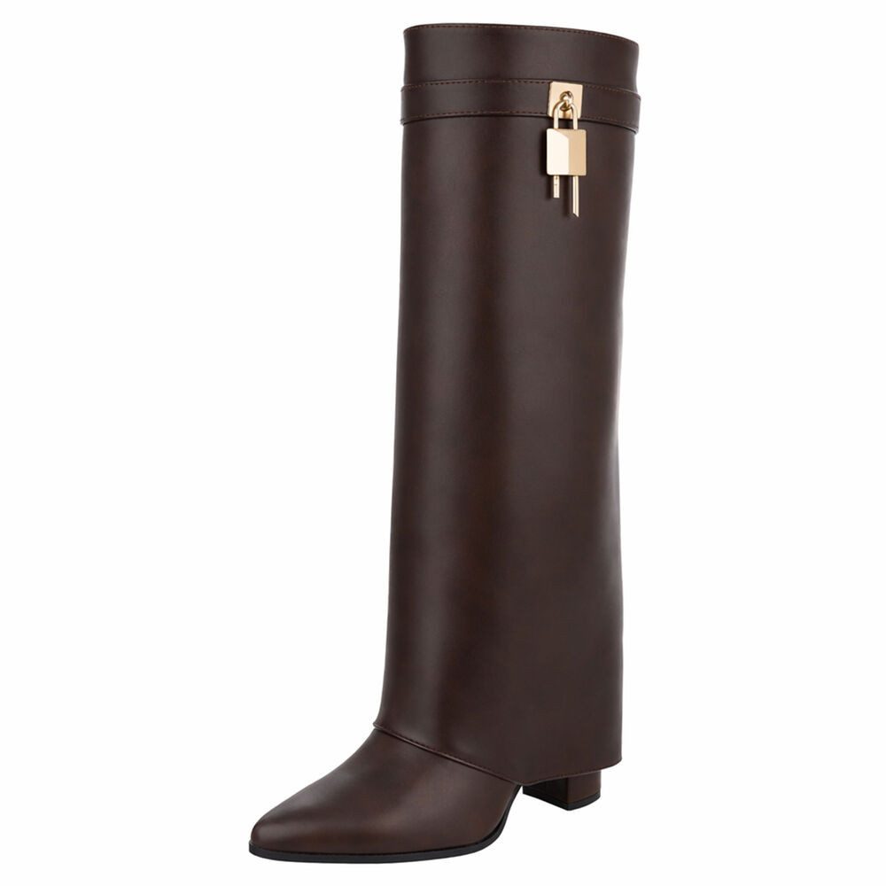 Elegante Stiefel mit hohem Schaft und Blockabsatz für Damen High-Heel-Stiefel