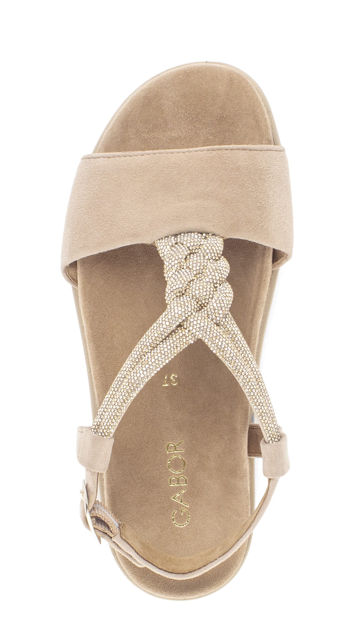 Gabor Riemchensandale Plateau, Sandalette, Sommerschuh mit funkelnden Strasssteichen