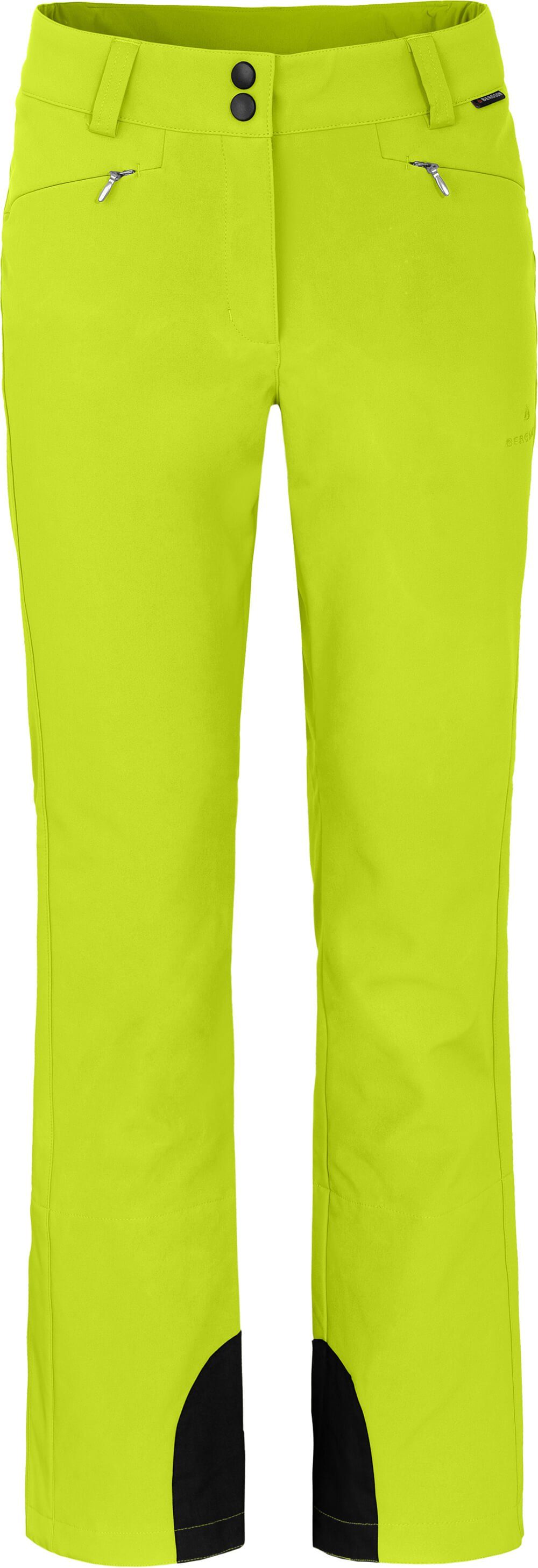 Bergson Skihose SAIMAA Damen Softshell Skihose, winddicht, elastisch, Kurzgrößen, leuchtend grün | Shorts