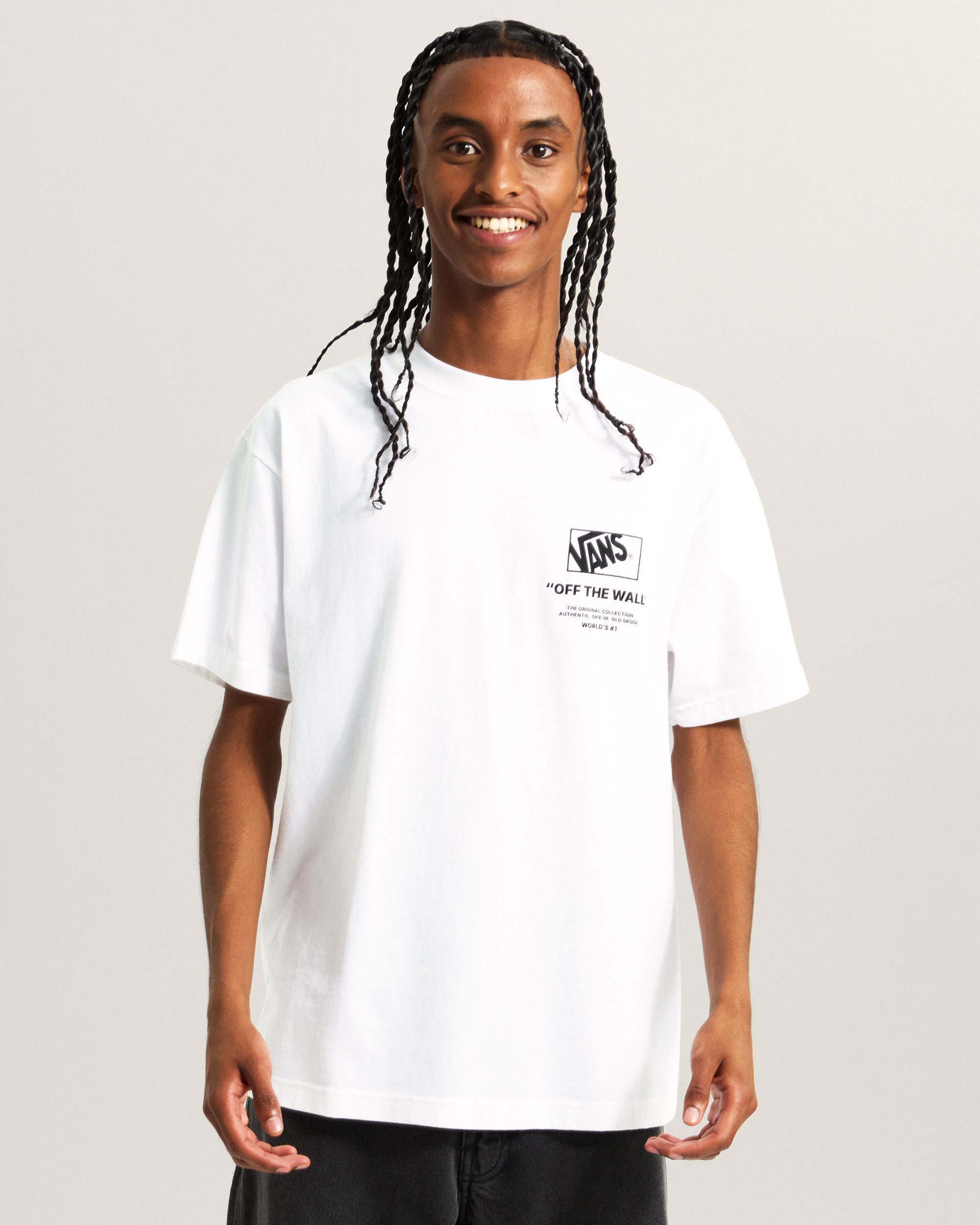 Vans T-Shirt Stacked Hi SS Tee für Erwachsene, mit Kurzarm, aus Baumwolle, normale Länge