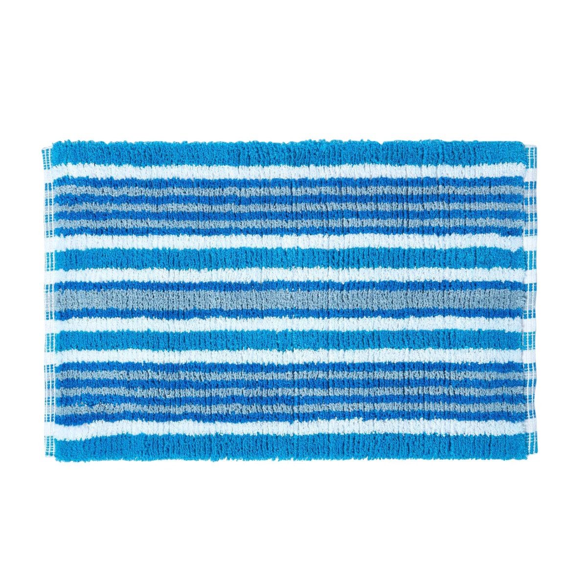 Homescapes Badematte Badvorleger blau, schwarz, weiss gestreift 40 x 60 cm 100% Baumwolle, Höhe 30 mm, Badematte 40x60 cm