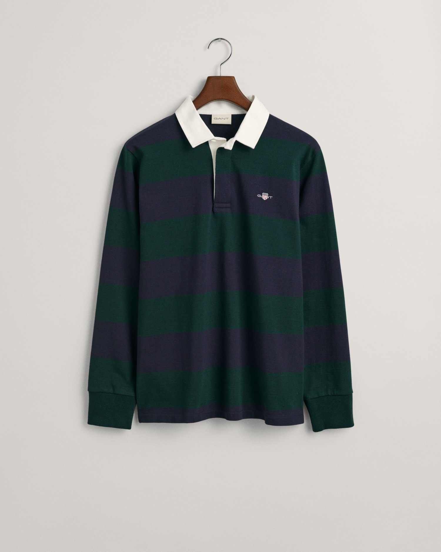 Gant mit Langarmshirt Heavy Blockstreifen & Rugger GREEN Shield T-Shirt TARTAN