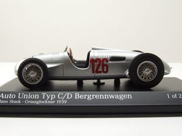 Minichamps Modellauto Auto Union Typ C/D #126 Bergrennwagen Gloßglockner 1939 silber Hans, Maßstab 1:43