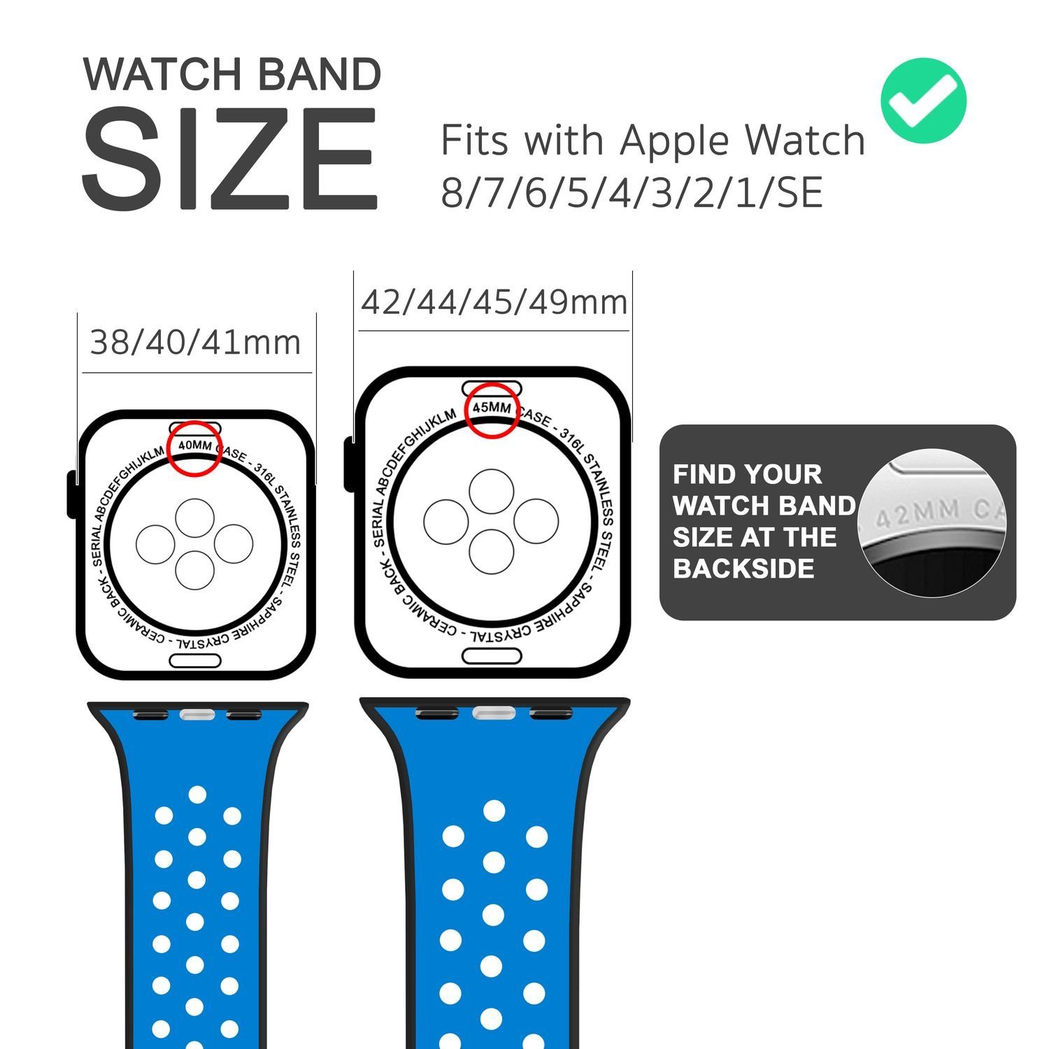Nalia Smartwatch-Armband Apple Watch 49mm/46/45/44/42(Serie 1-3), Airflow Silikon Ersatzband / für Fitness Uhr / Atmungsaktive Löcher