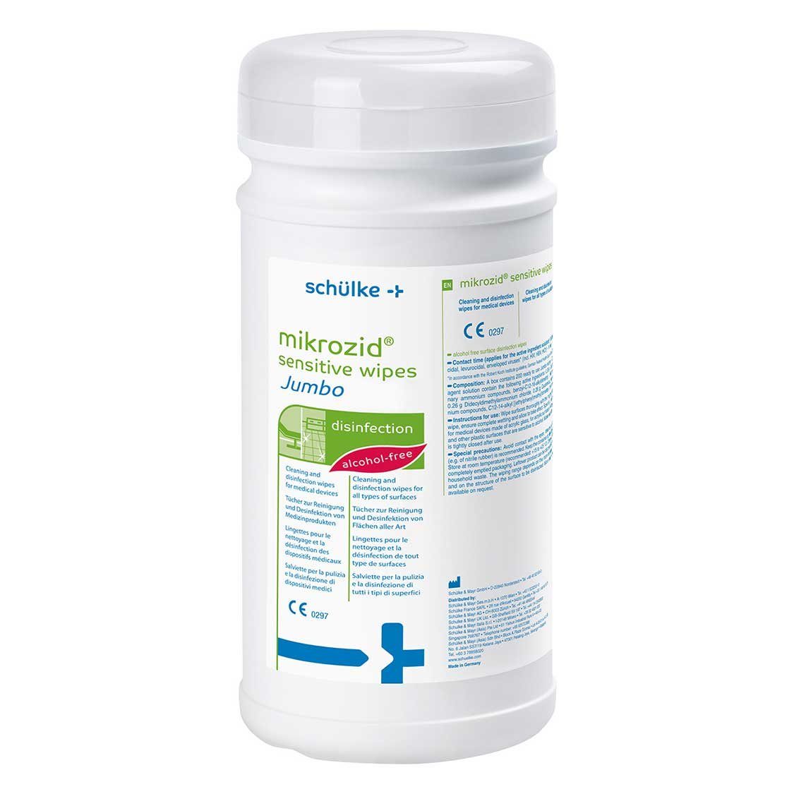 SCHÜLKE & MAYR GmbH Schülke Mikrozid Sensitive Wipes Jumbo 200 Tücher Oberflächen-Desinfektionsmittel (Einzelartikel, [200-St. 1 Packung à 200 Tücher alkoholfrei, gebrauchsfertig)