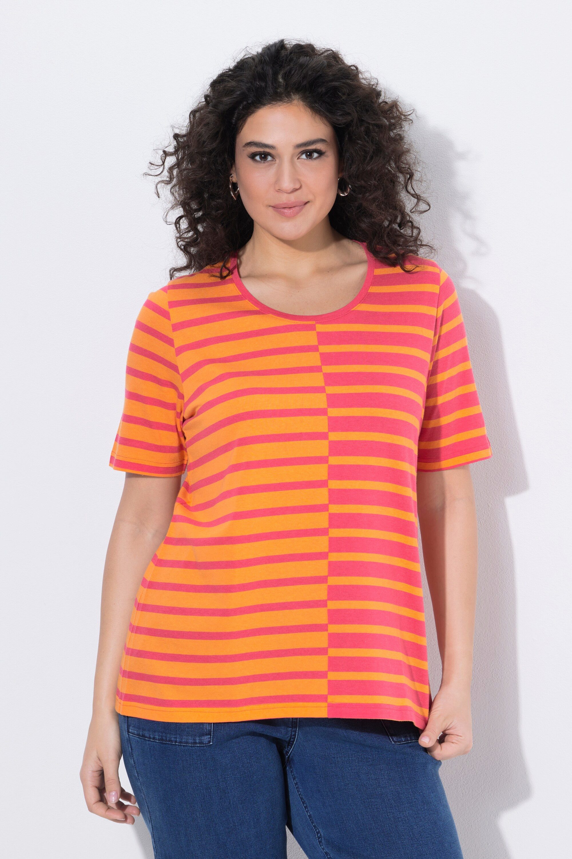 T-Shirt T-Shirt Streifen Classic Rundhals Halbarm Modalmix