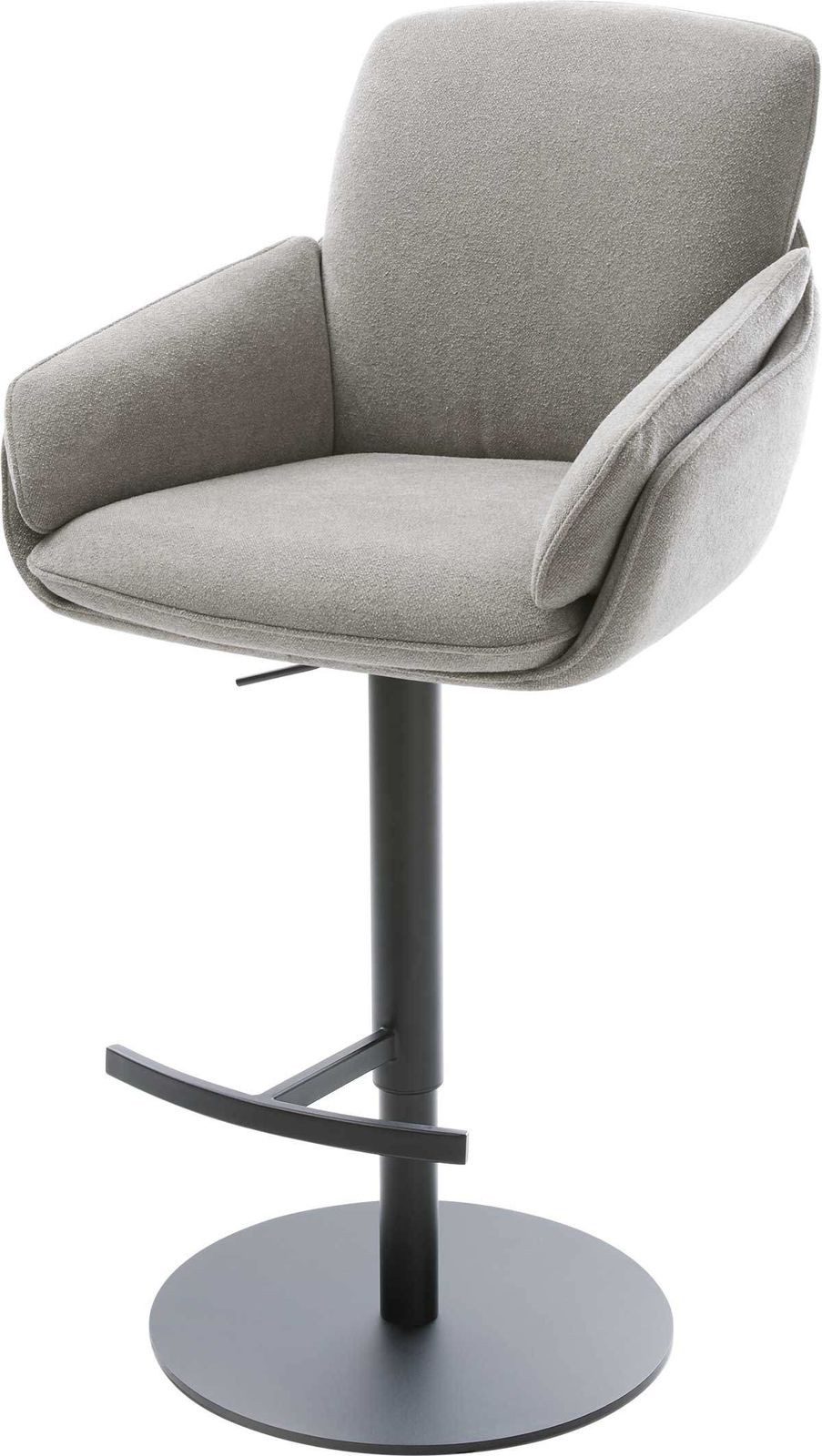 DELIFE Barhocker Luan-Flex, Drehfuß höhenverstellbar Metall Schwarz Strukturstoff Soft Grau